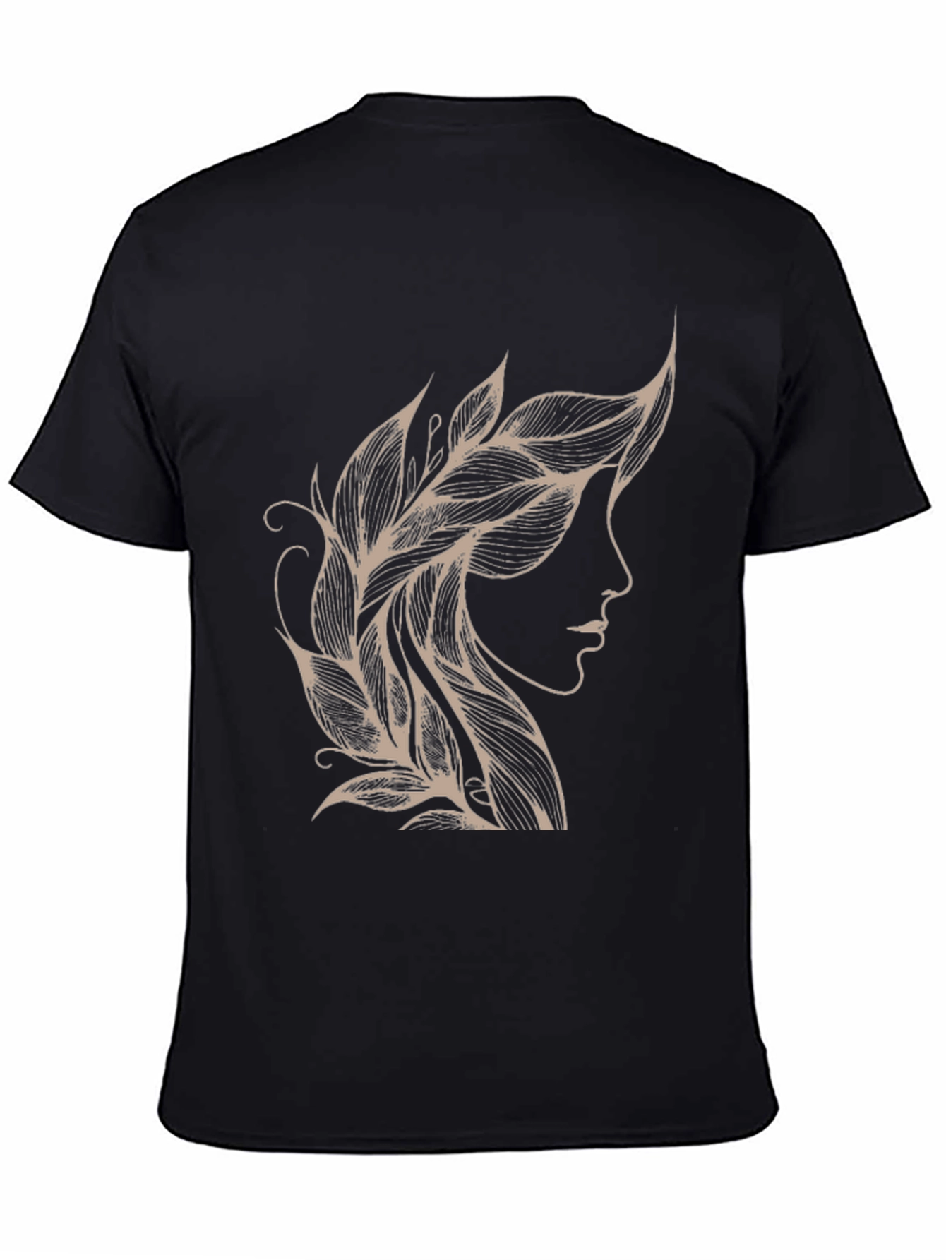 Leaf Hairline Graphic Tee - Stylish Black T-Shirt