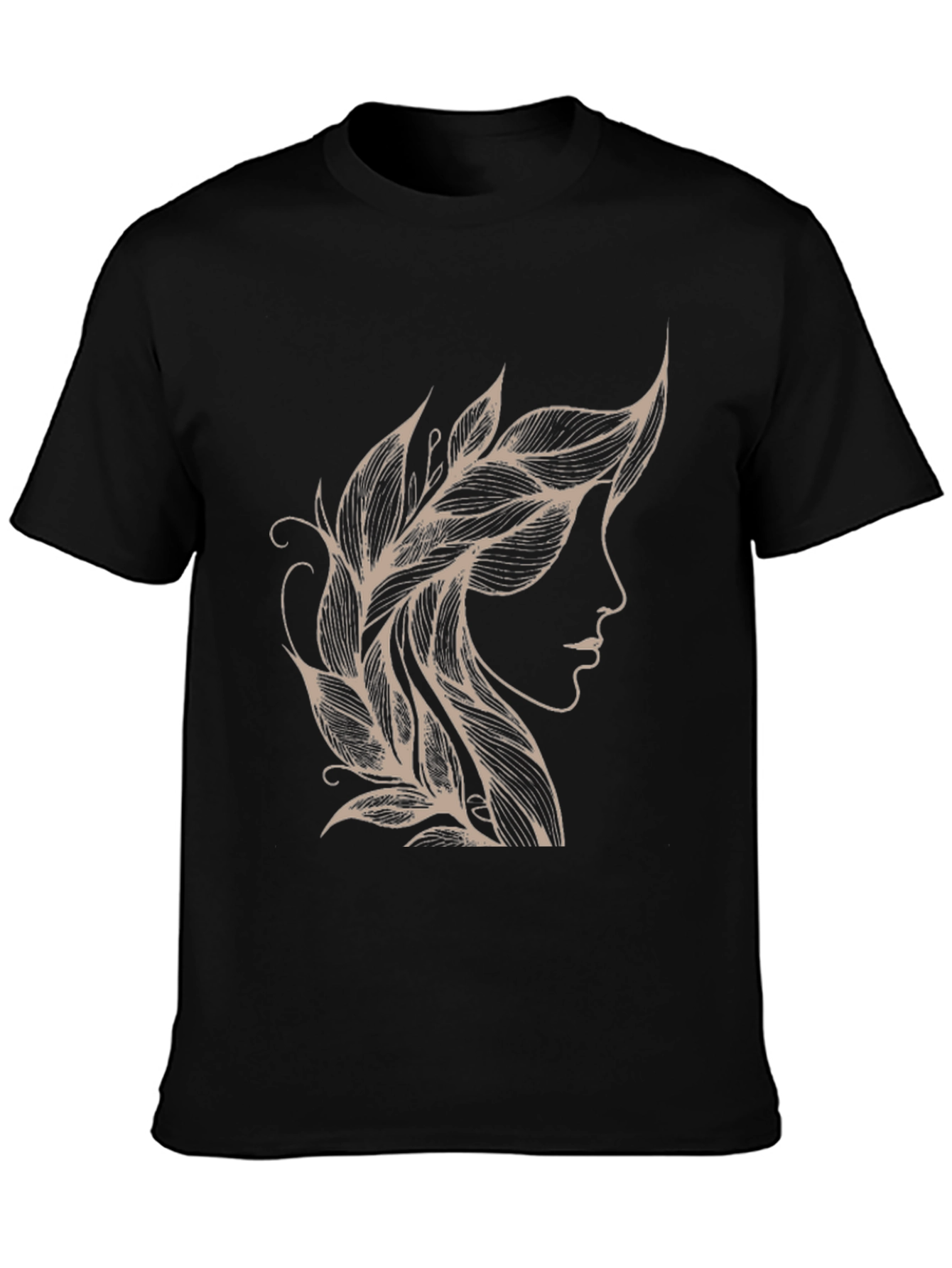 Leaf Hairline Graphic Tee - Stylish Black T-Shirt