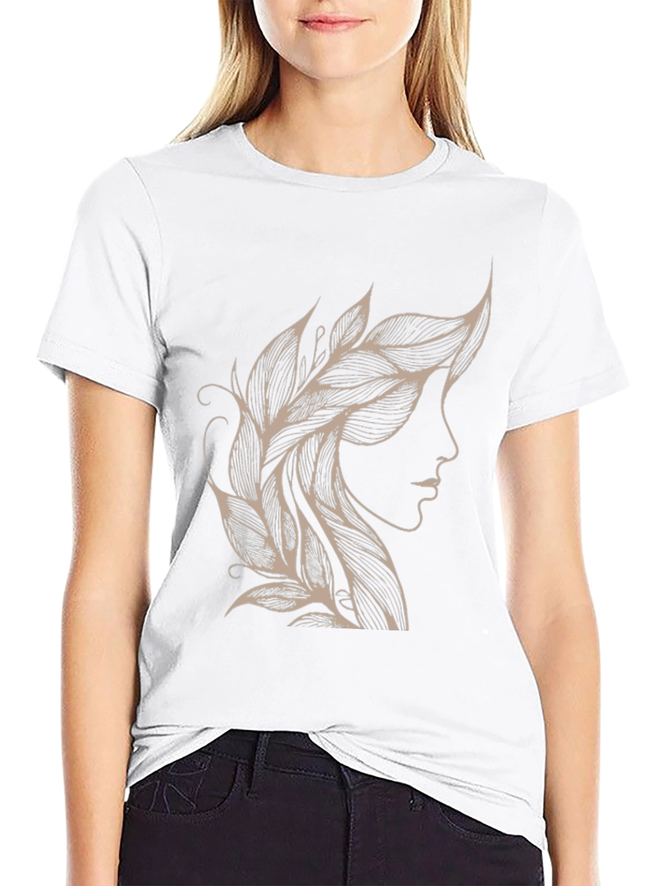 Leaf Hairline Graphic Tee - Stylish Black T-Shirt
