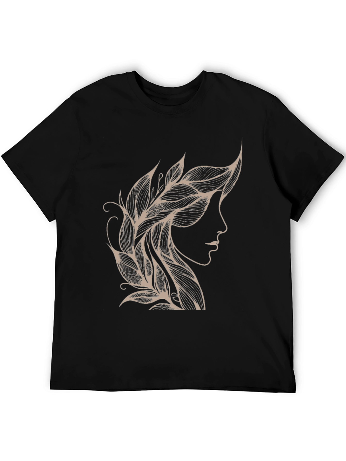 Leaf Hairline Graphic Tee - Stylish Black T-Shirt