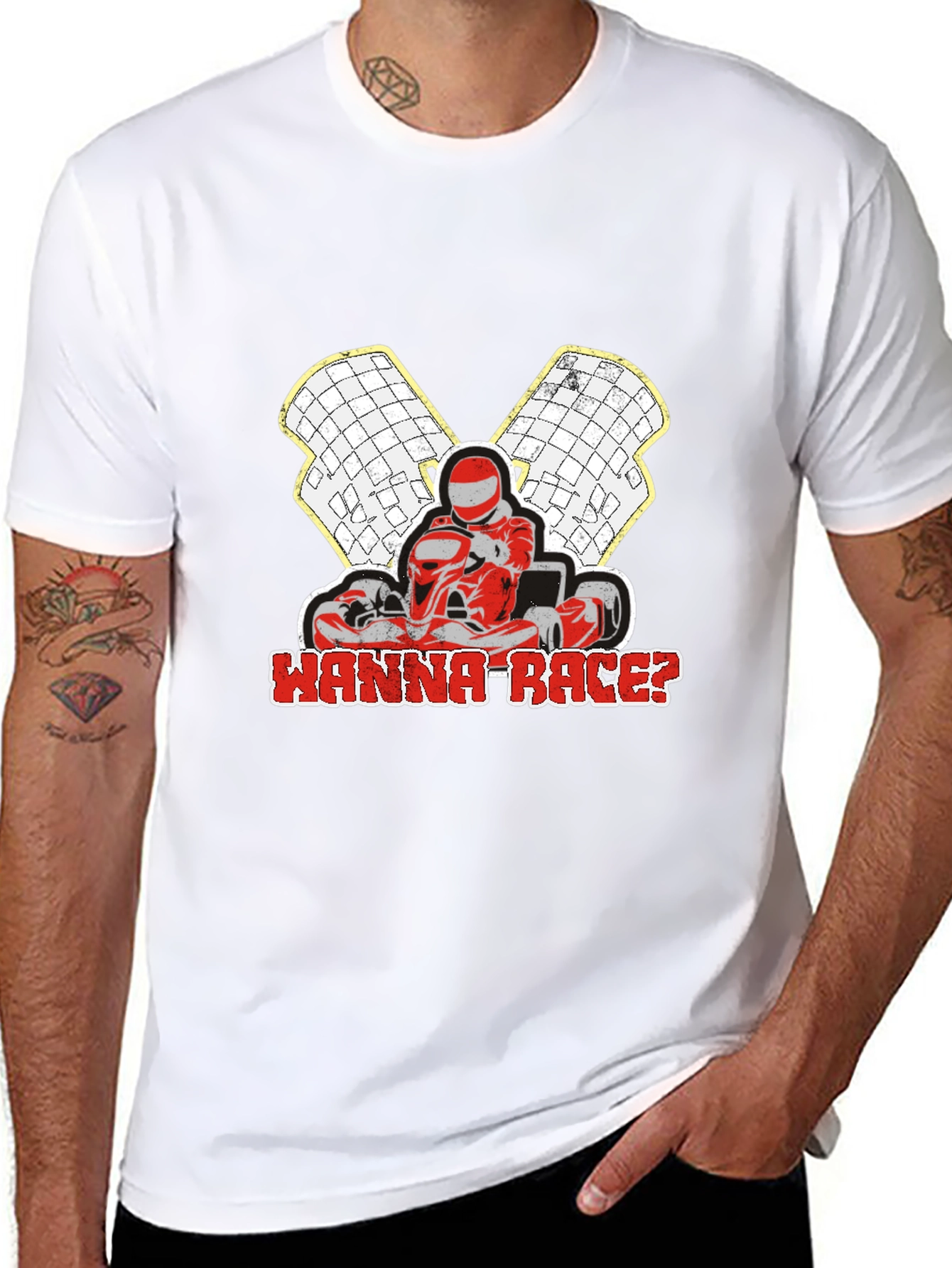 Wanna Race? Go-Kart Racing Black T-Shirt