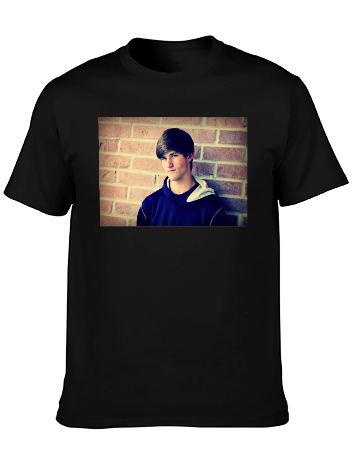 Black T-Shirt with Person Graphic Print