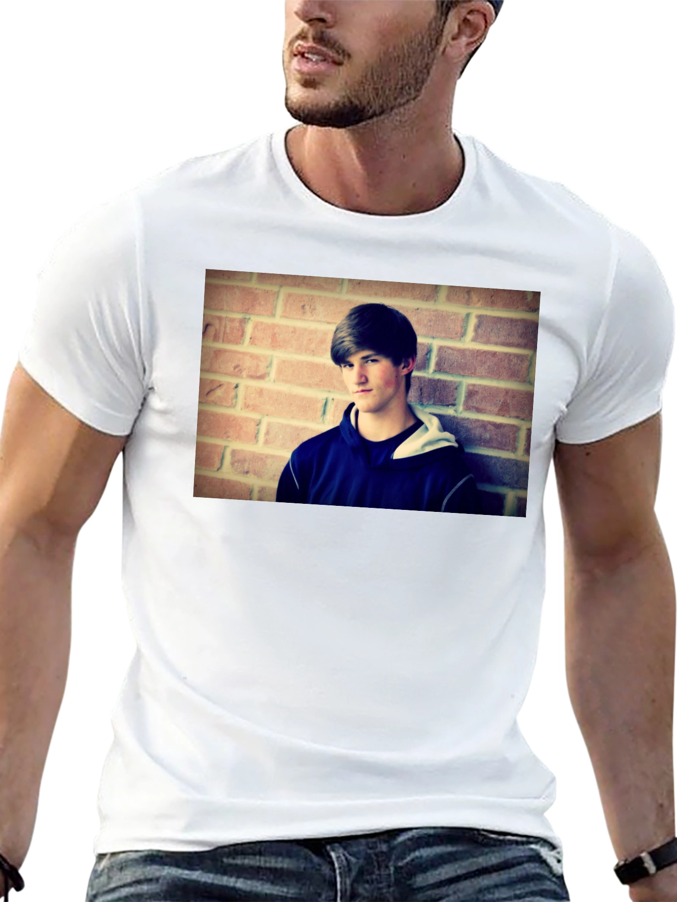Black T-Shirt with Person Graphic Print