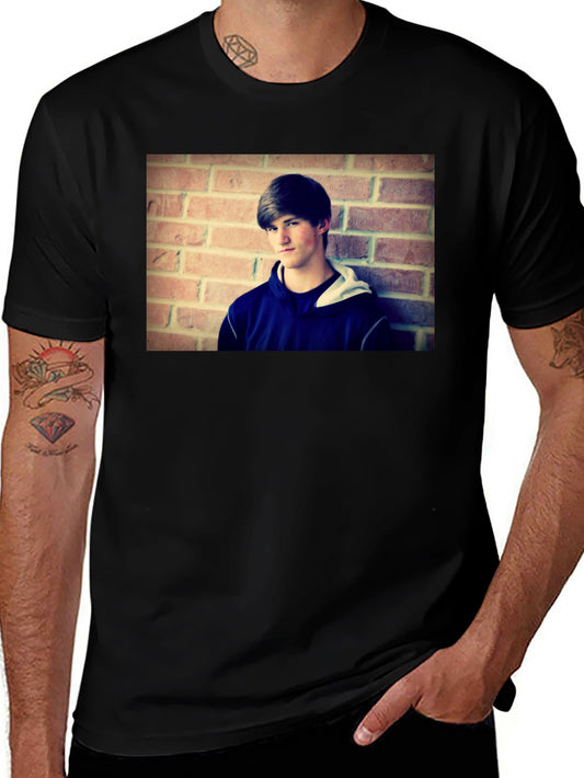 Black T-Shirt with Person Graphic Print