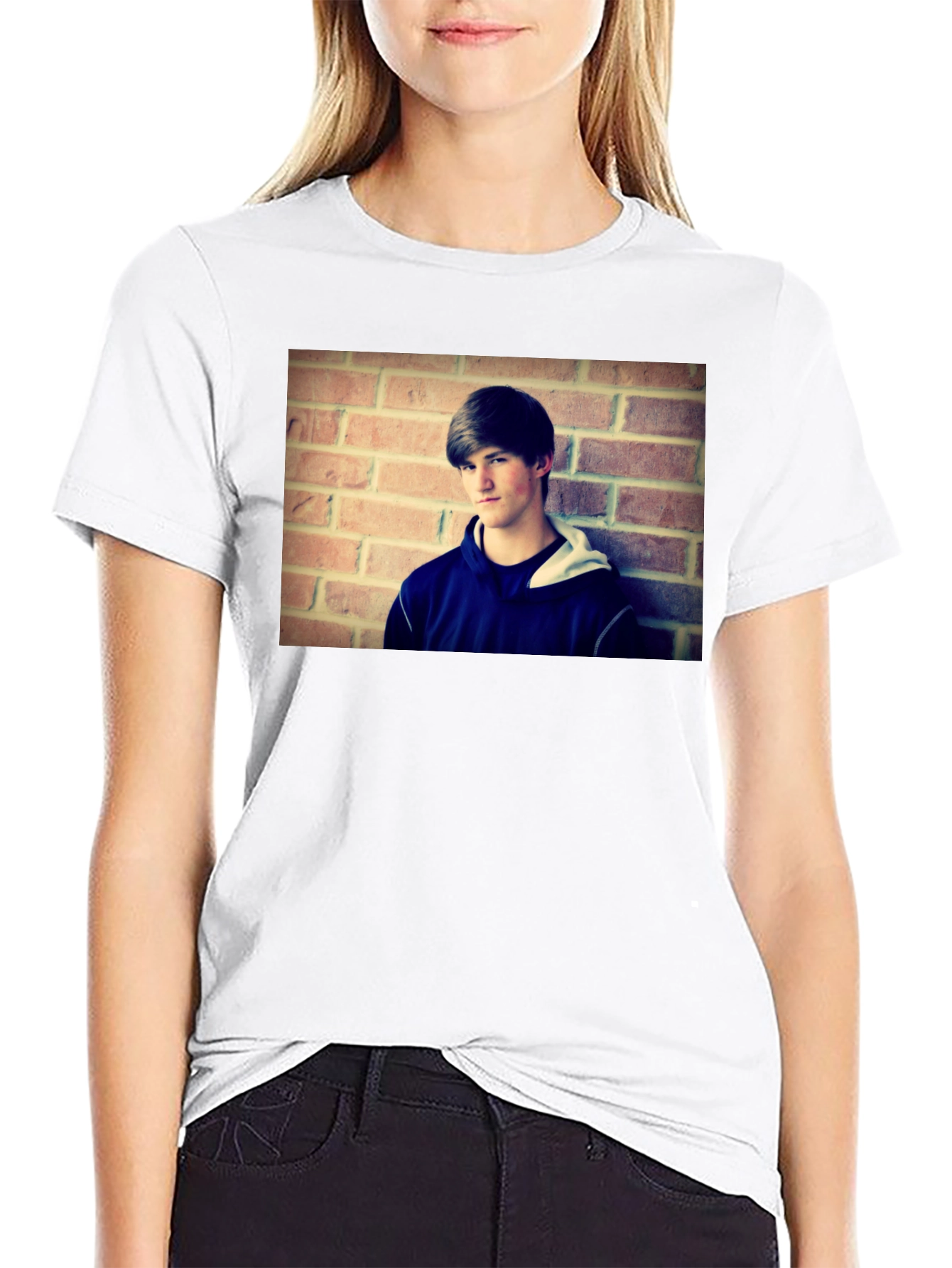 Black T-Shirt with Person Graphic Print