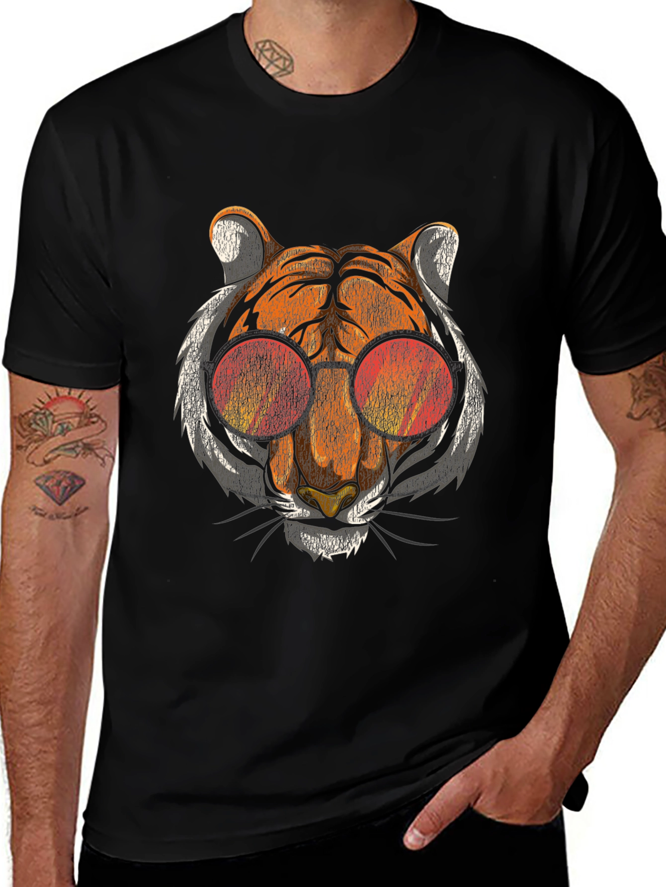 Cool Cat Tee: Retro Tiger in Shades