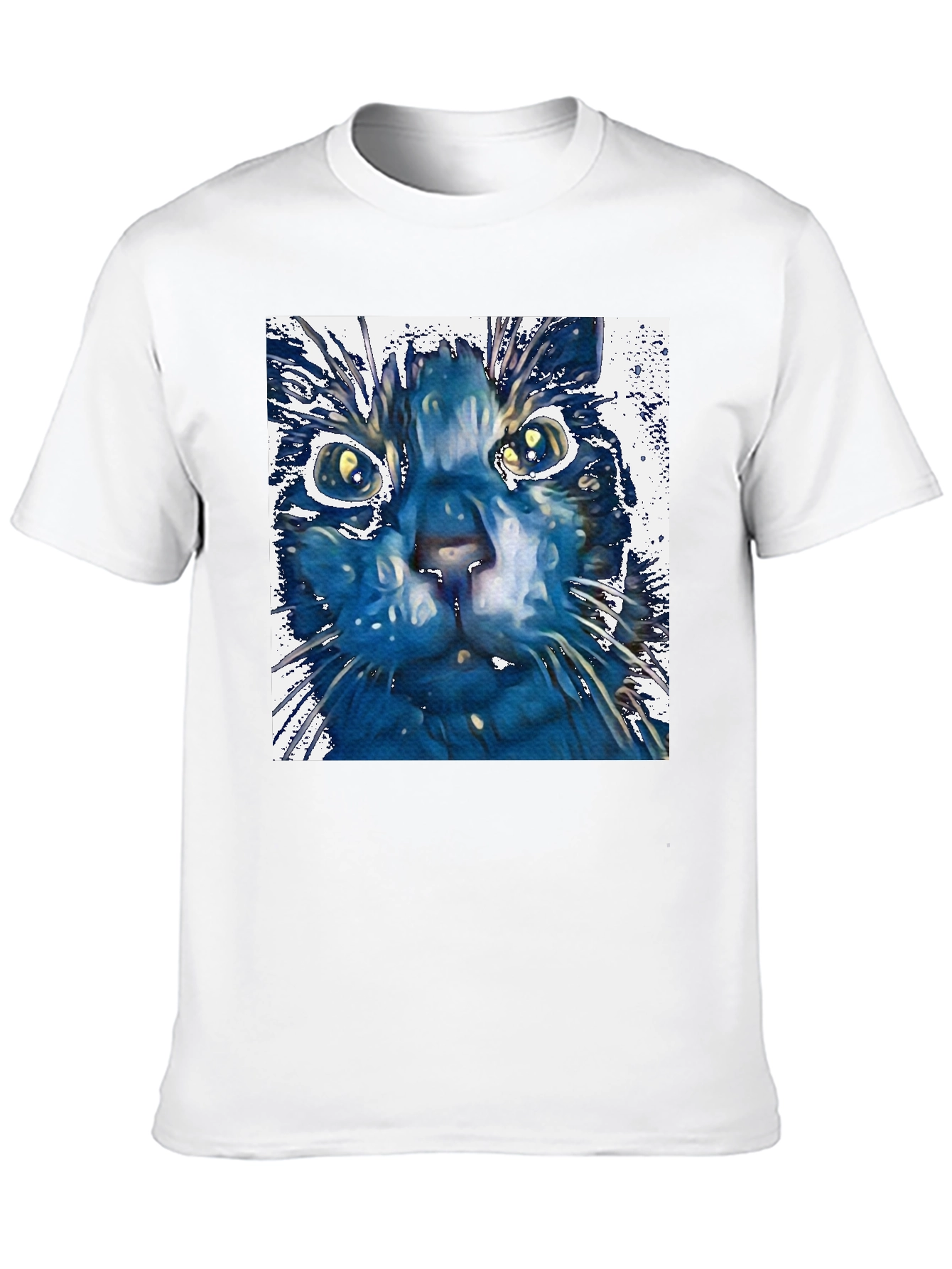 Abstract Cat Art Print Black T-Shirt