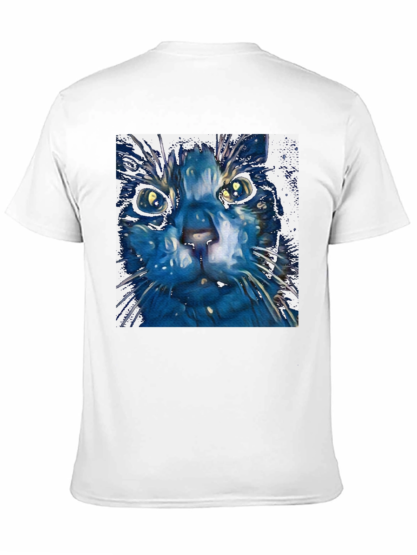 Abstract Cat Art Print Black T-Shirt