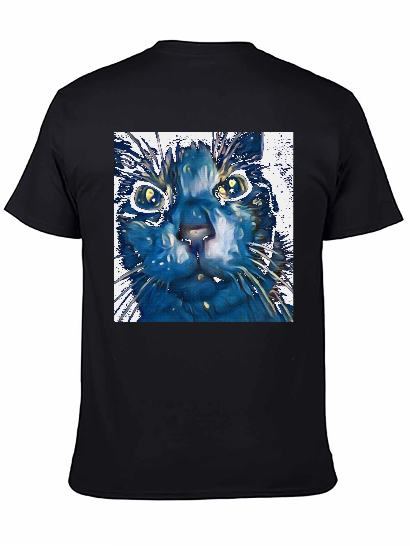 Abstract Cat Art Print Black T-Shirt