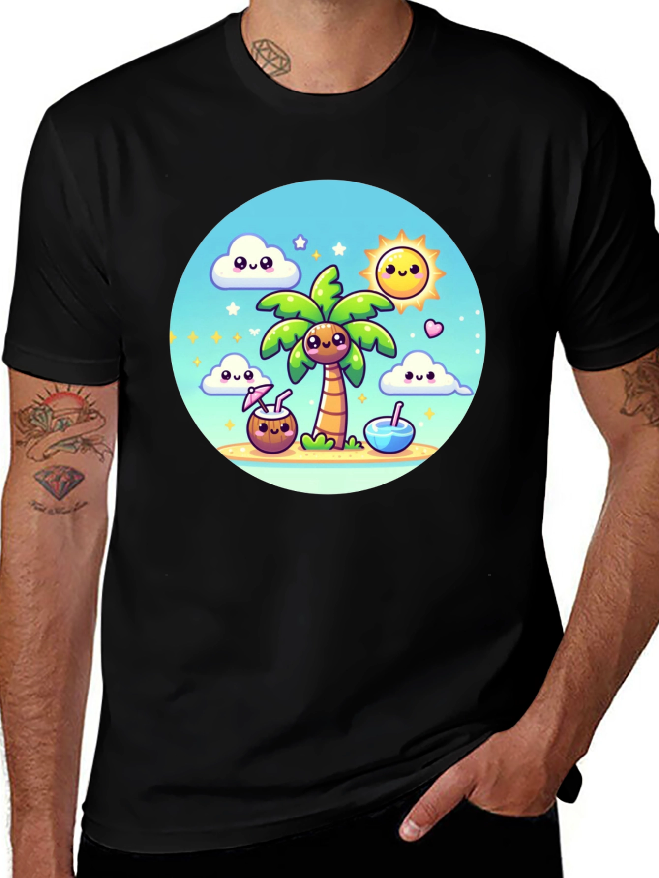 Kawaii Cartoon Beach T-Shirt - Summer Vibes!