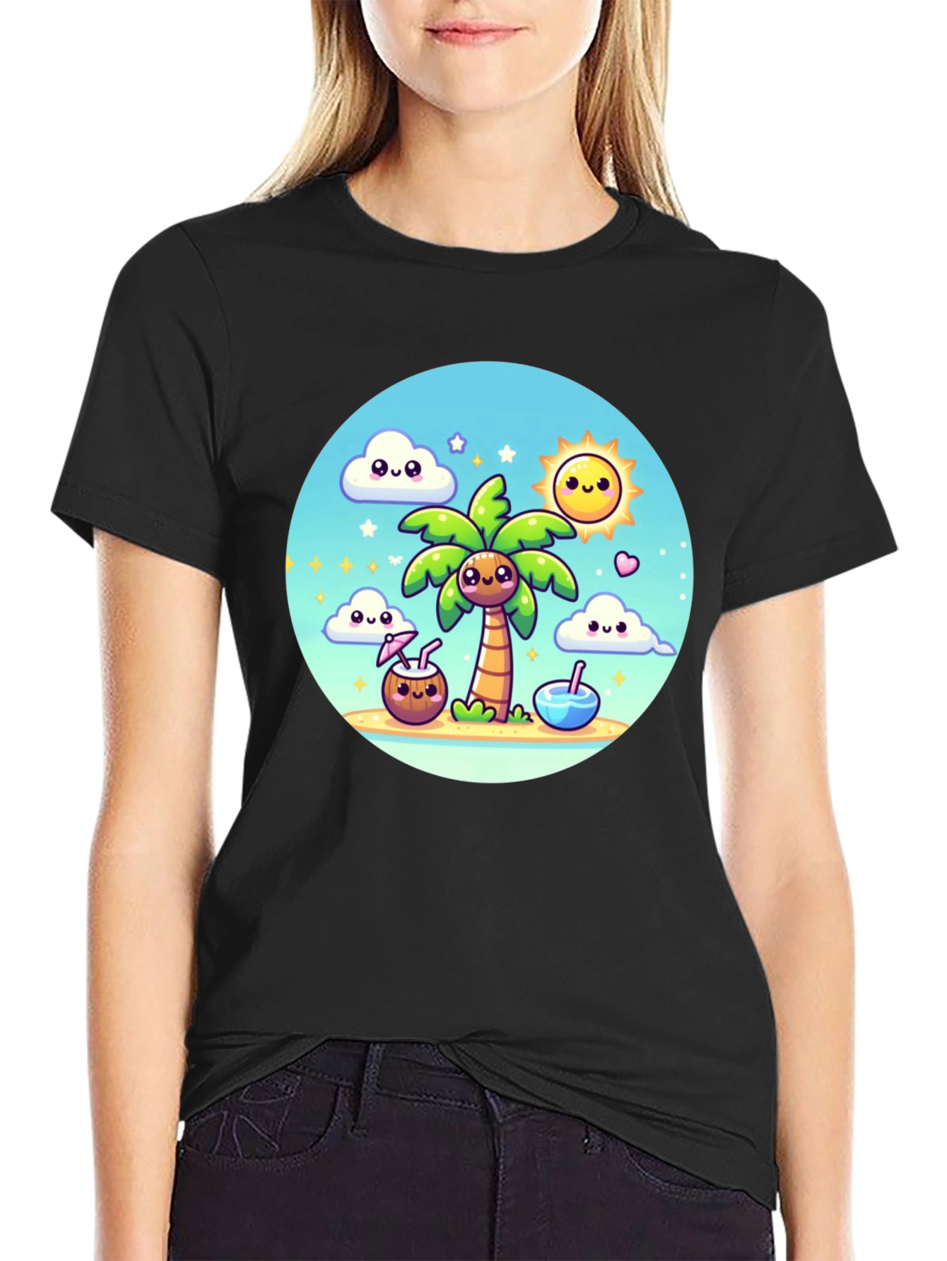 Kawaii Cartoon Beach T-Shirt - Summer Vibes!