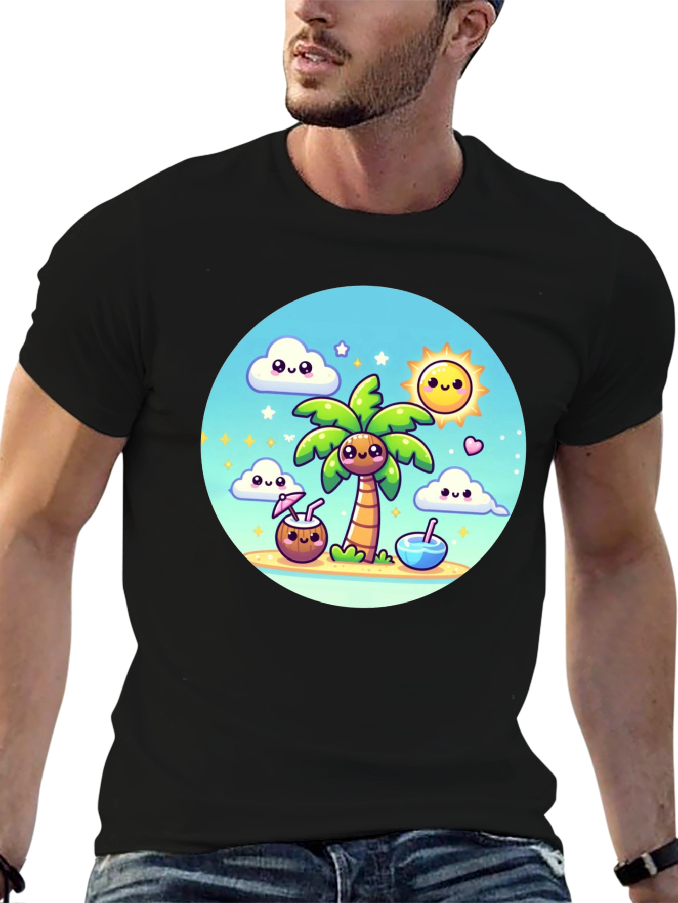Kawaii Cartoon Beach T-Shirt - Summer Vibes!