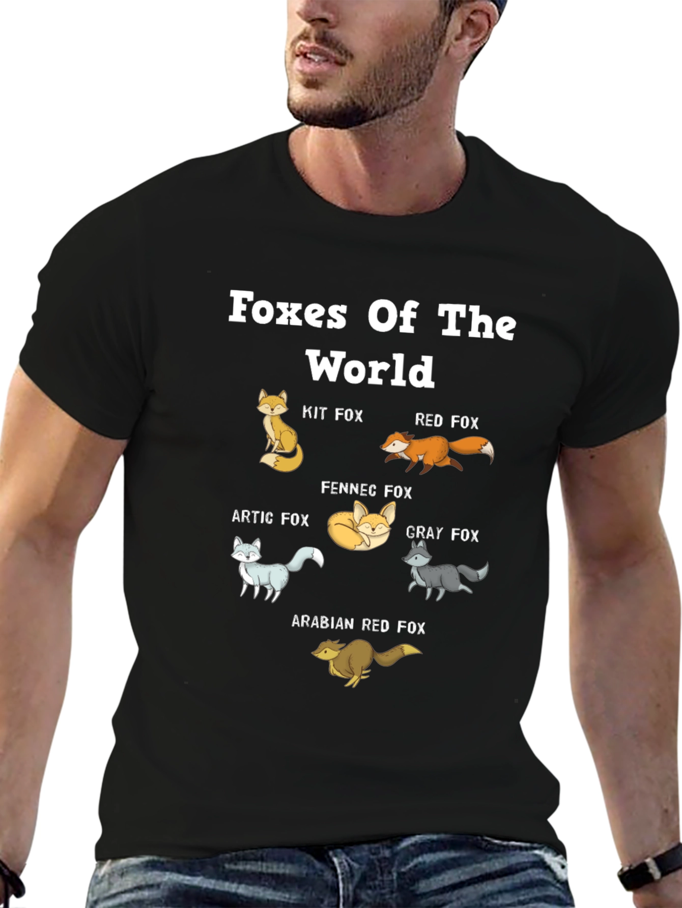 Foxes of the World Black Graphic Tee