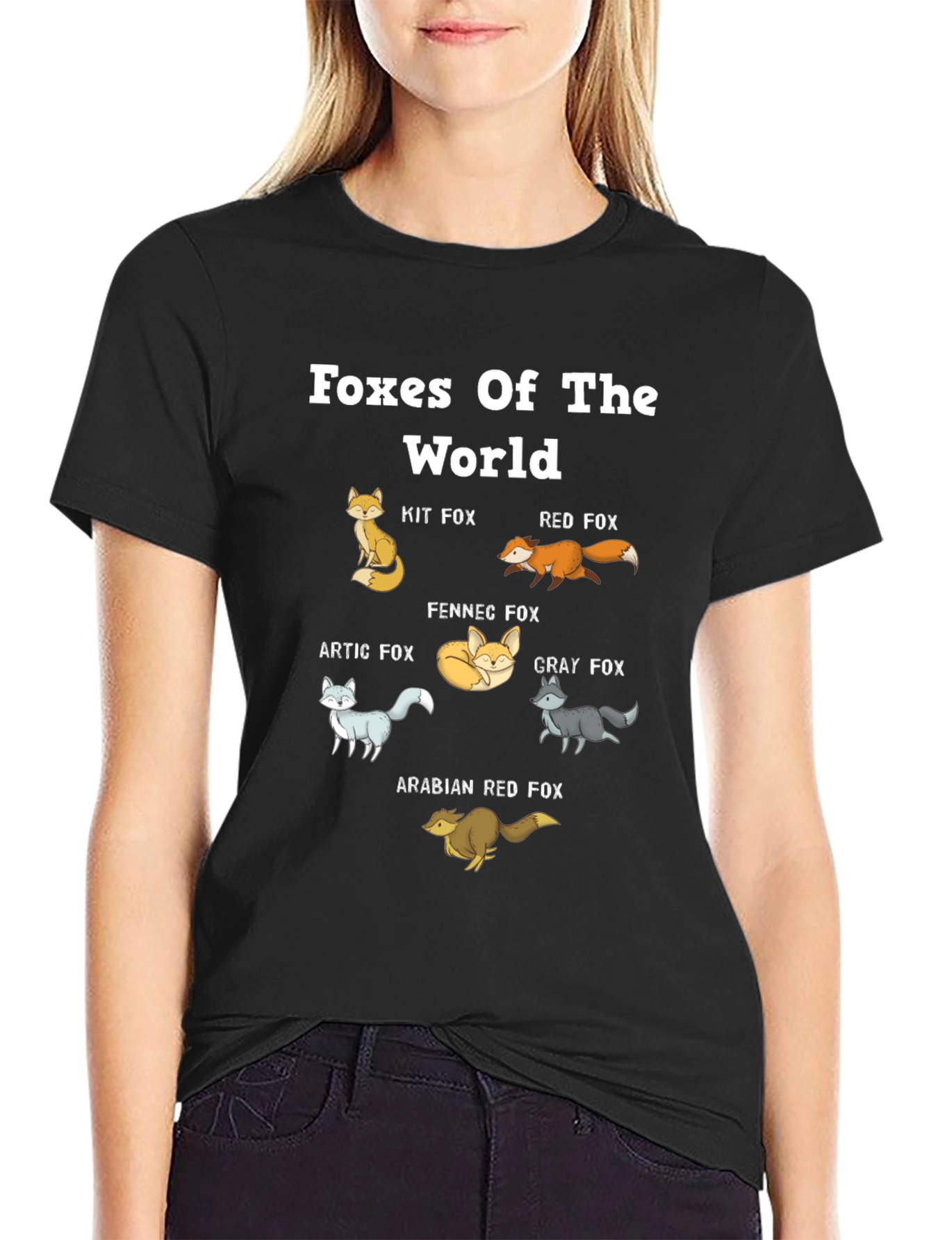 Foxes of the World Black Graphic Tee