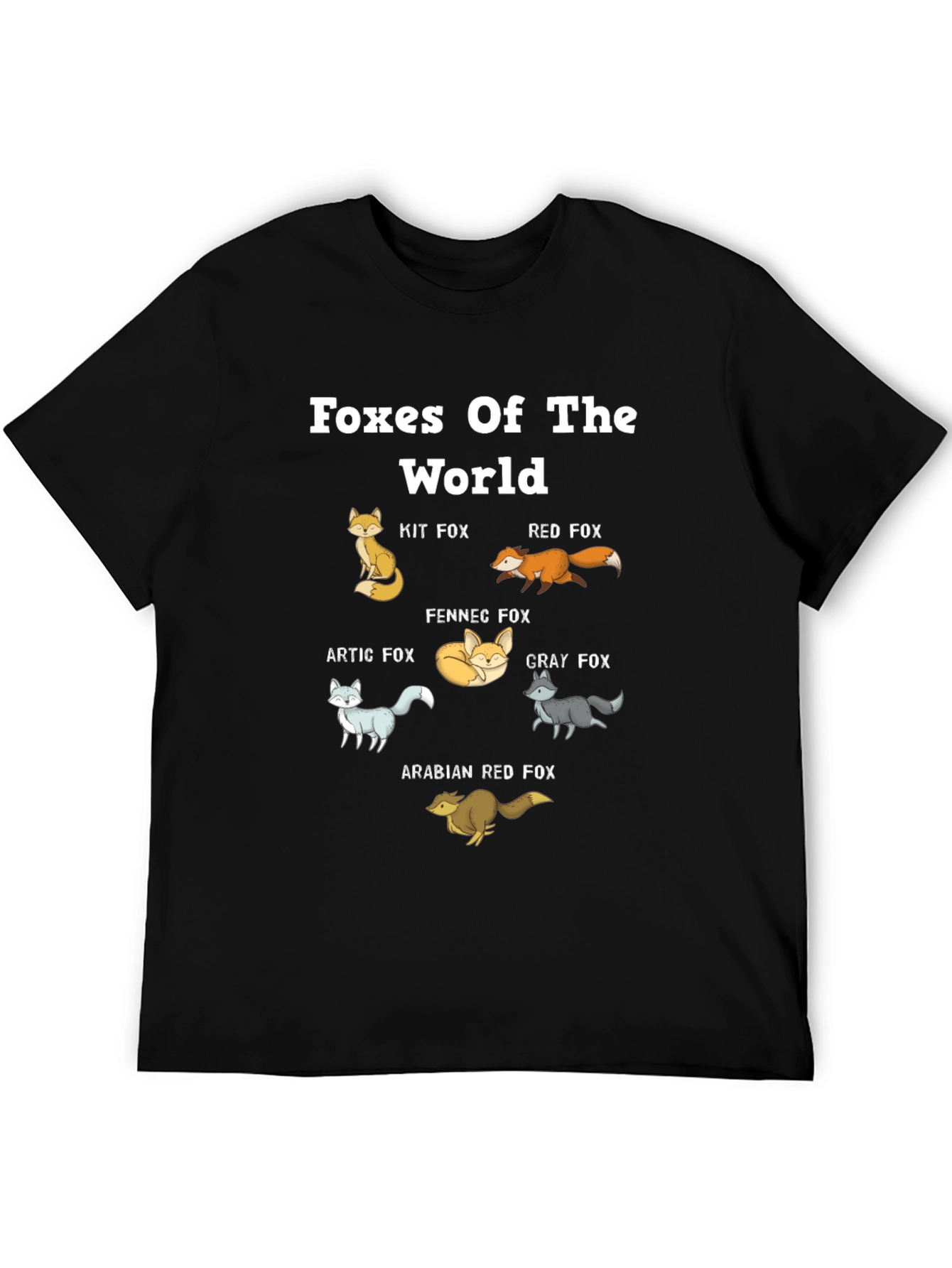 Foxes of the World Black Graphic Tee