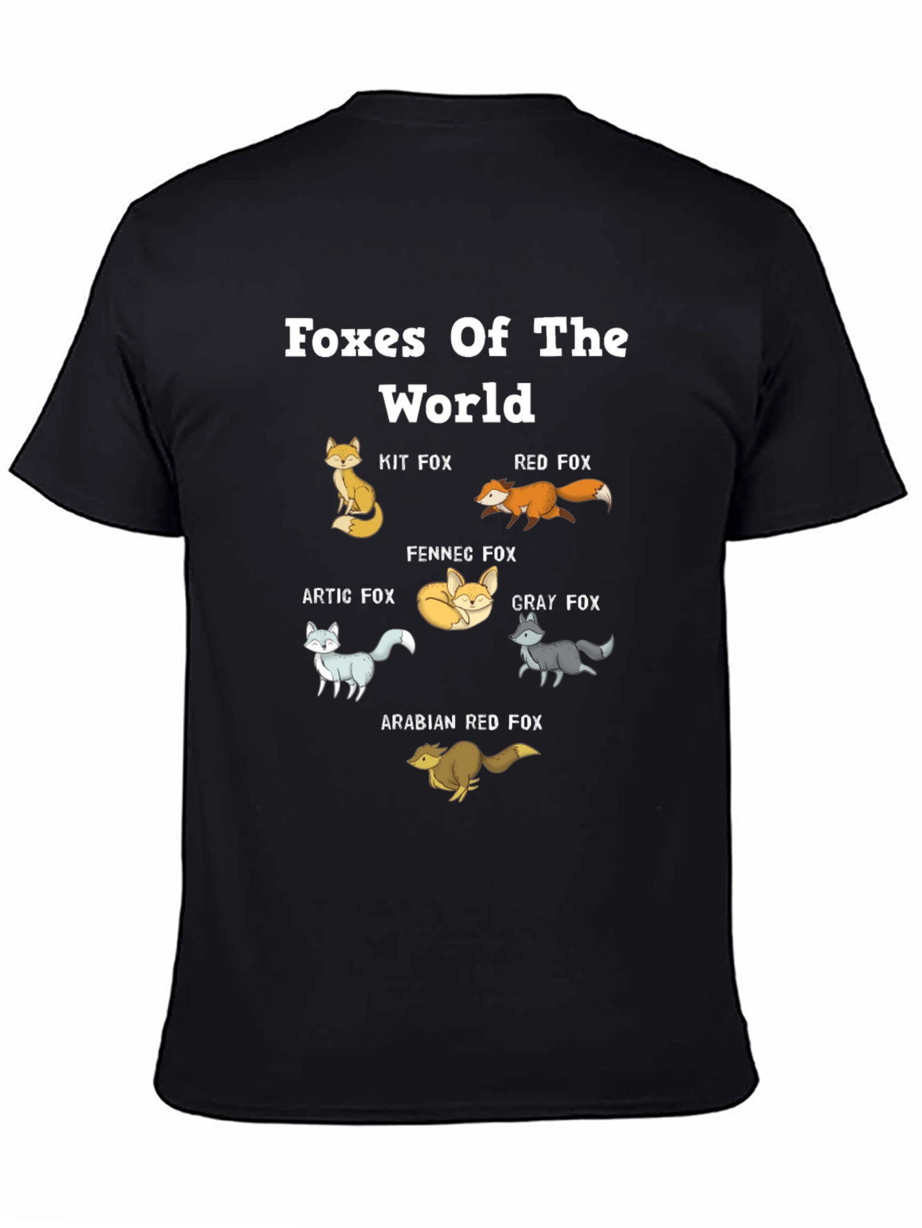 Foxes of the World Black Graphic Tee