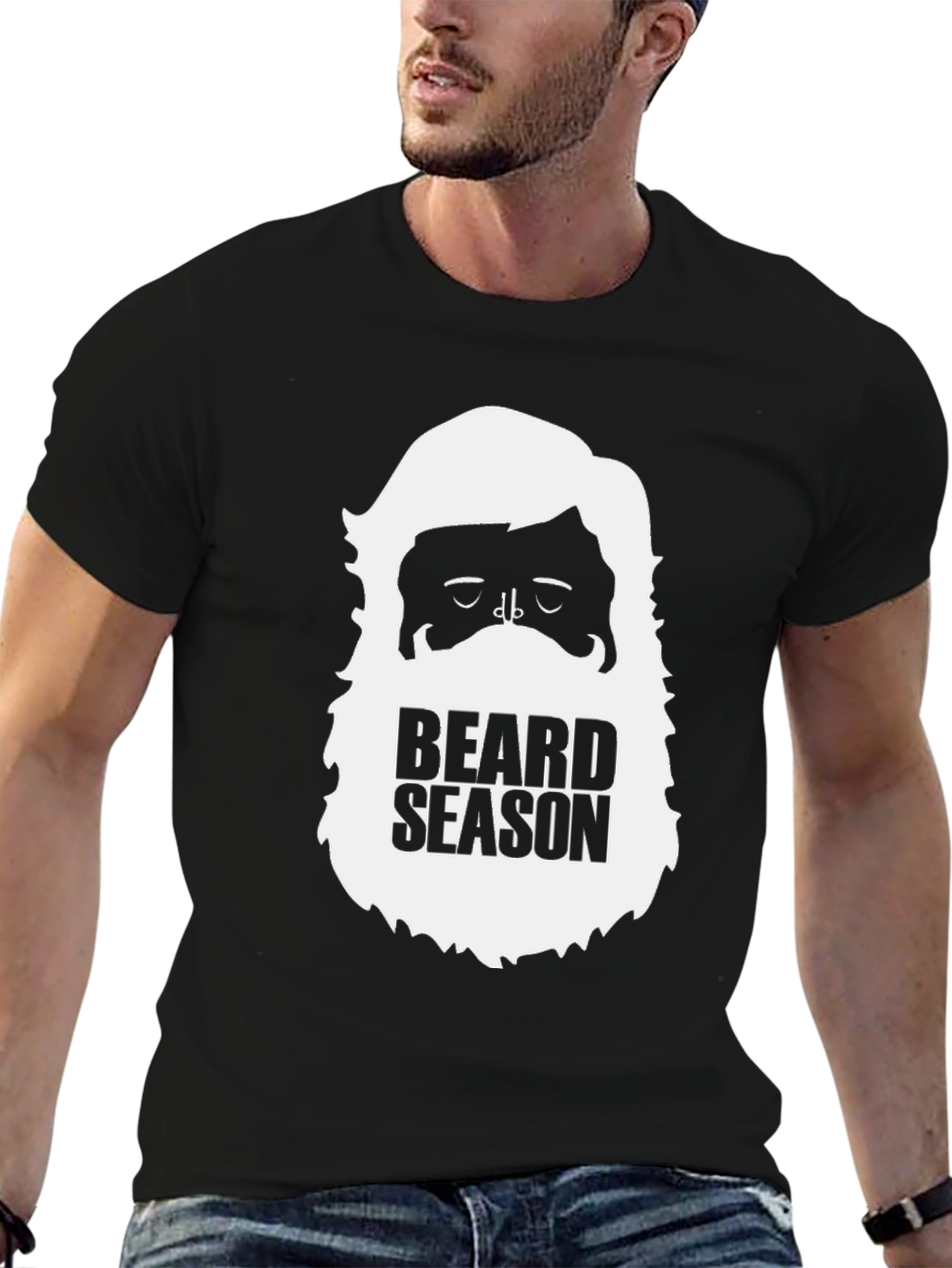 Beard Season Black Graphic Tee for Men