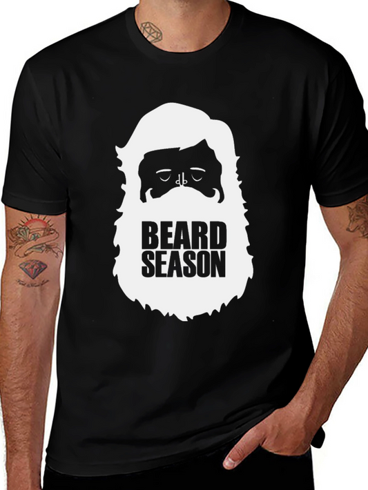 Beard Season Black Graphic Tee for Men