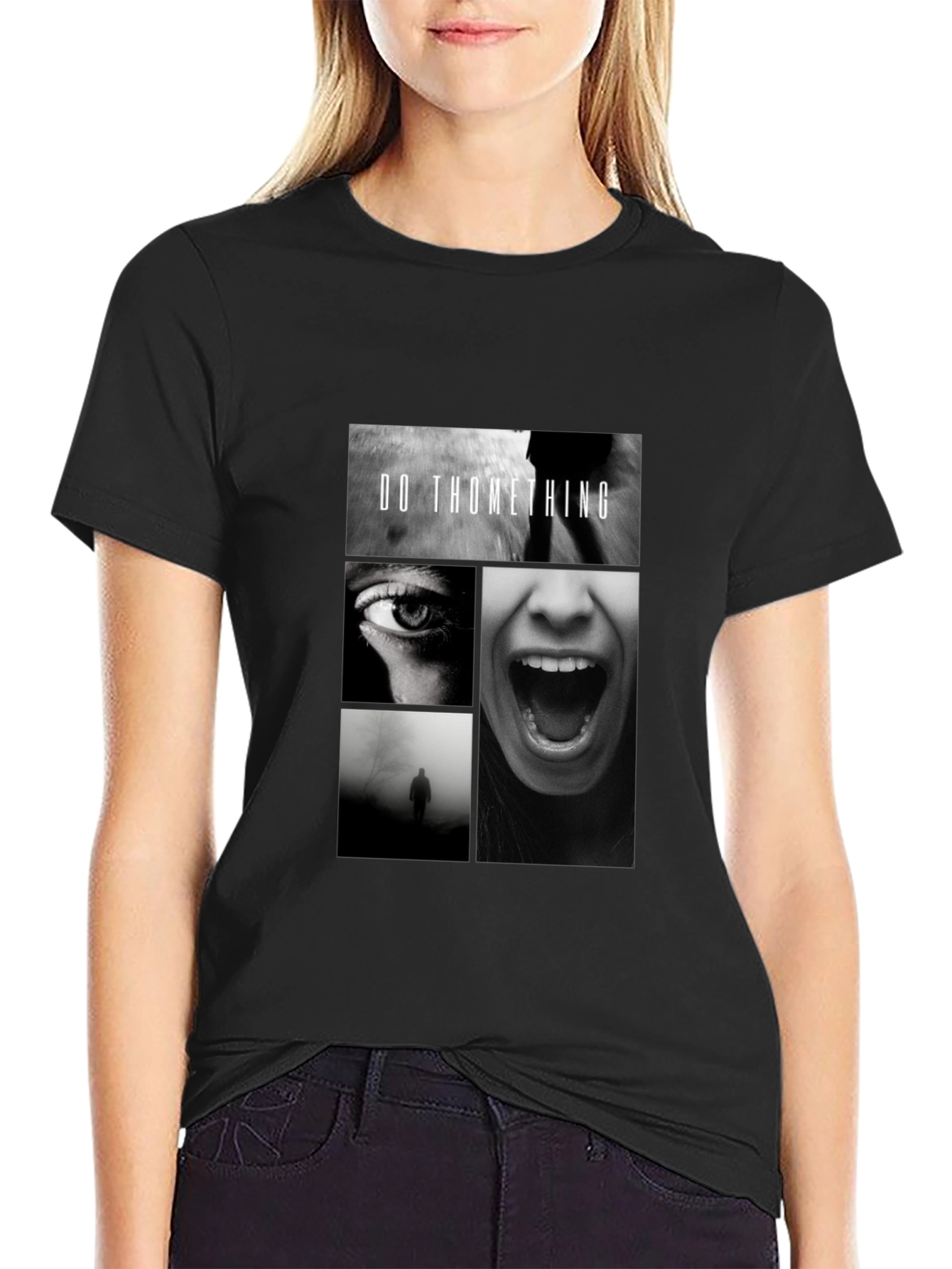 Do Something Black Graphic Tee Shirt