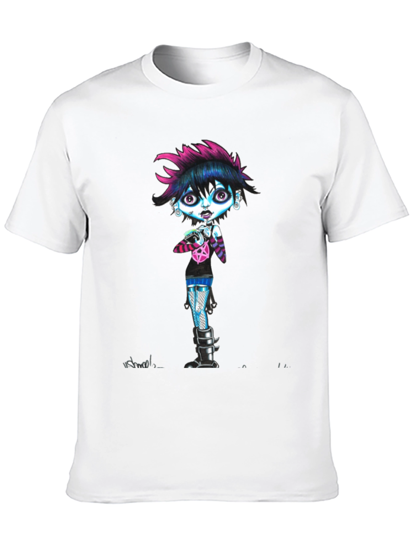 Gothic Cartoon Girl Black T-Shirt