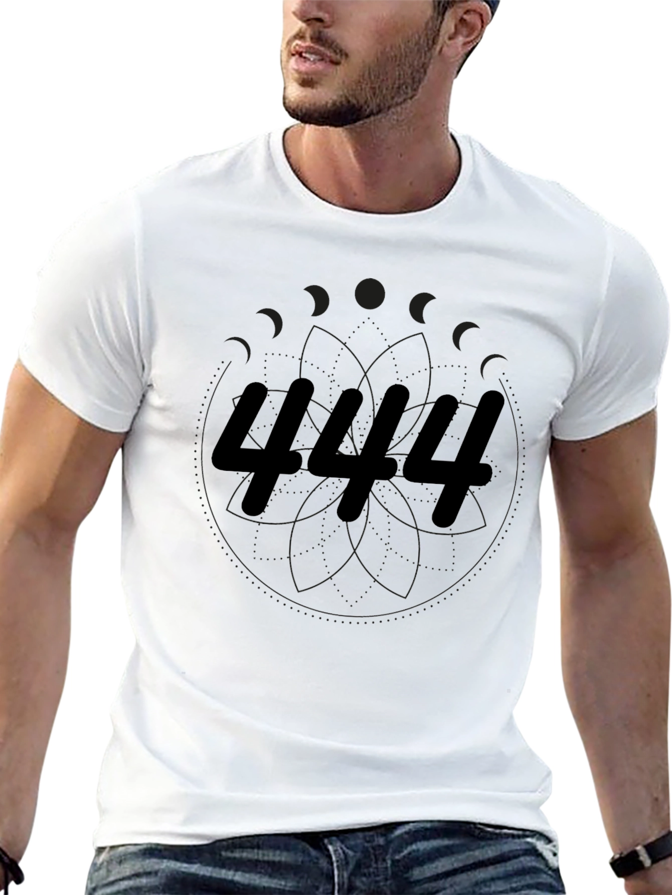 444 Graphic Tee - Soft Black Cotton T-Shirt