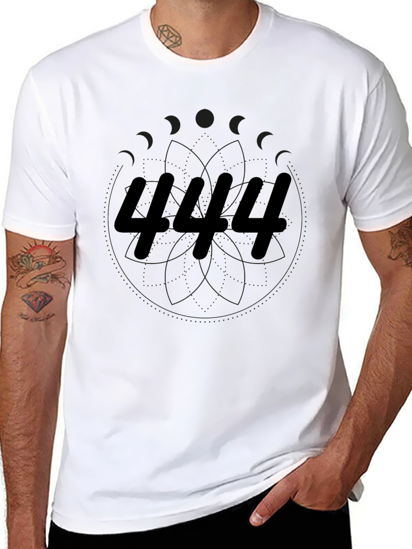 444 Graphic Tee - Soft Black Cotton T-Shirt