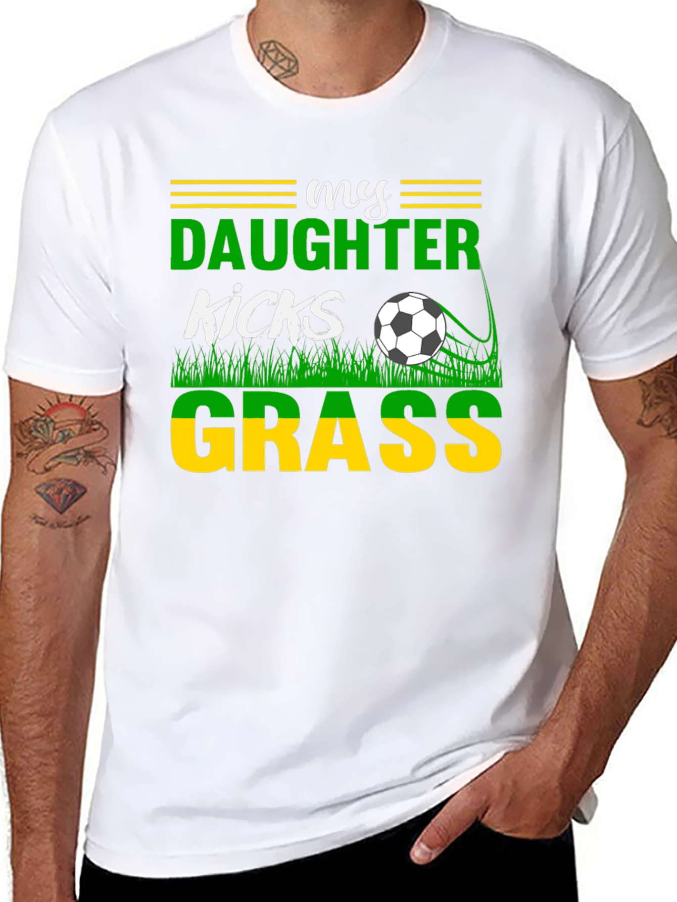 My Daughter Kicks Grass Soccer Graphic T-Shirt