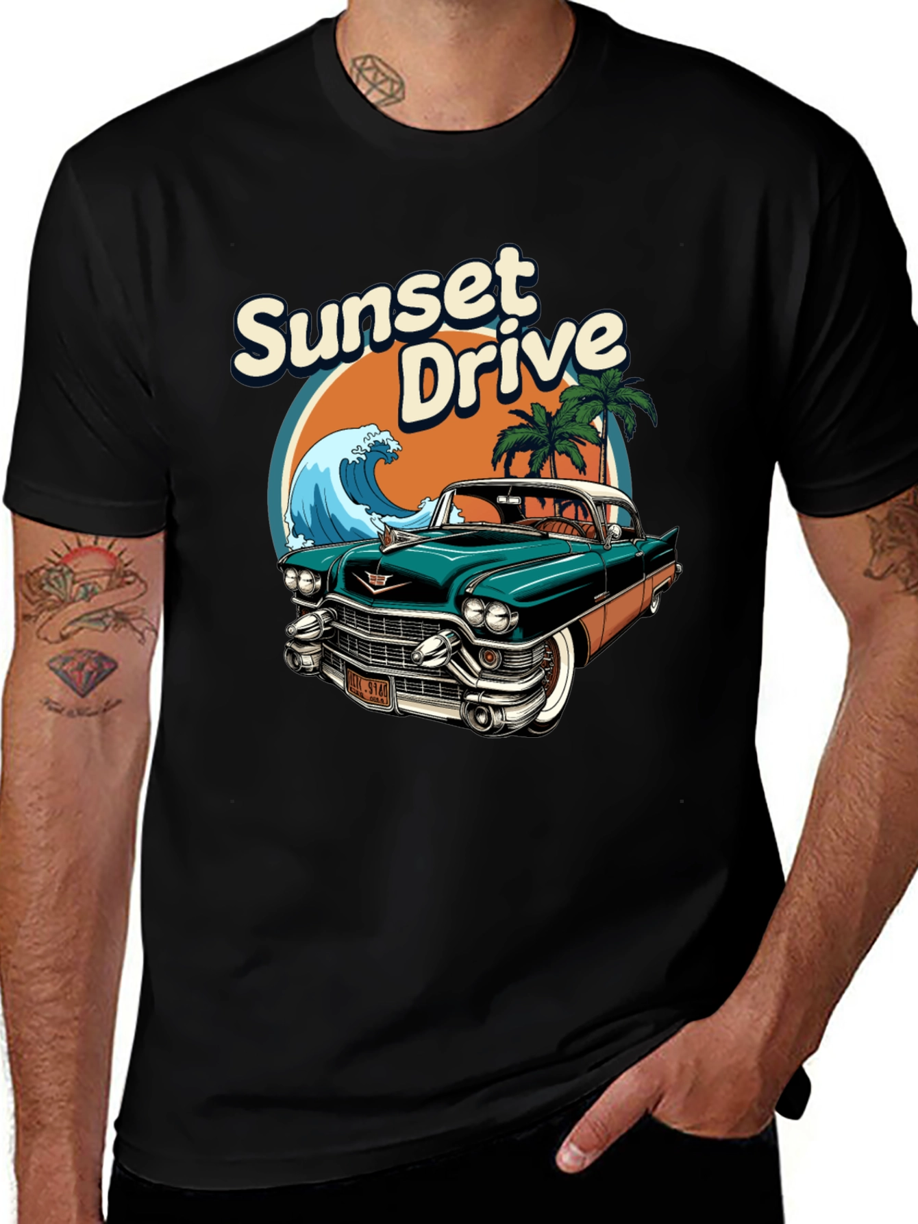 Sunset Drive Classic Car Graphic Tee