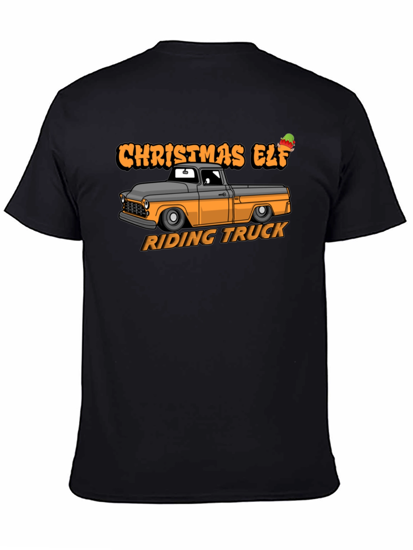 Christmas Elf Riding Truck Graphic T-Shirt