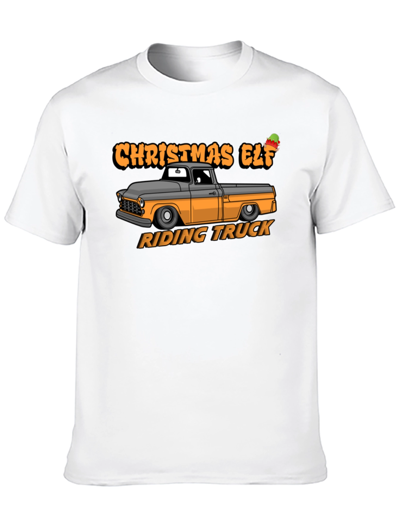 Christmas Elf Riding Truck Graphic T-Shirt