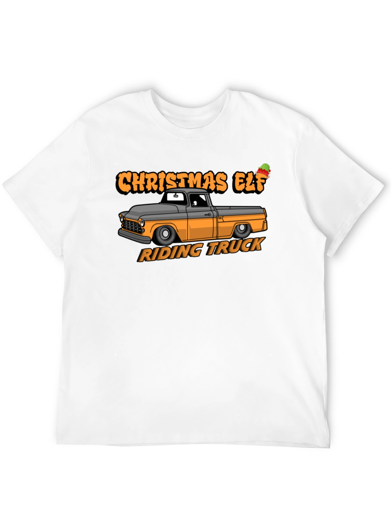 Christmas Elf Riding Truck Graphic T-Shirt