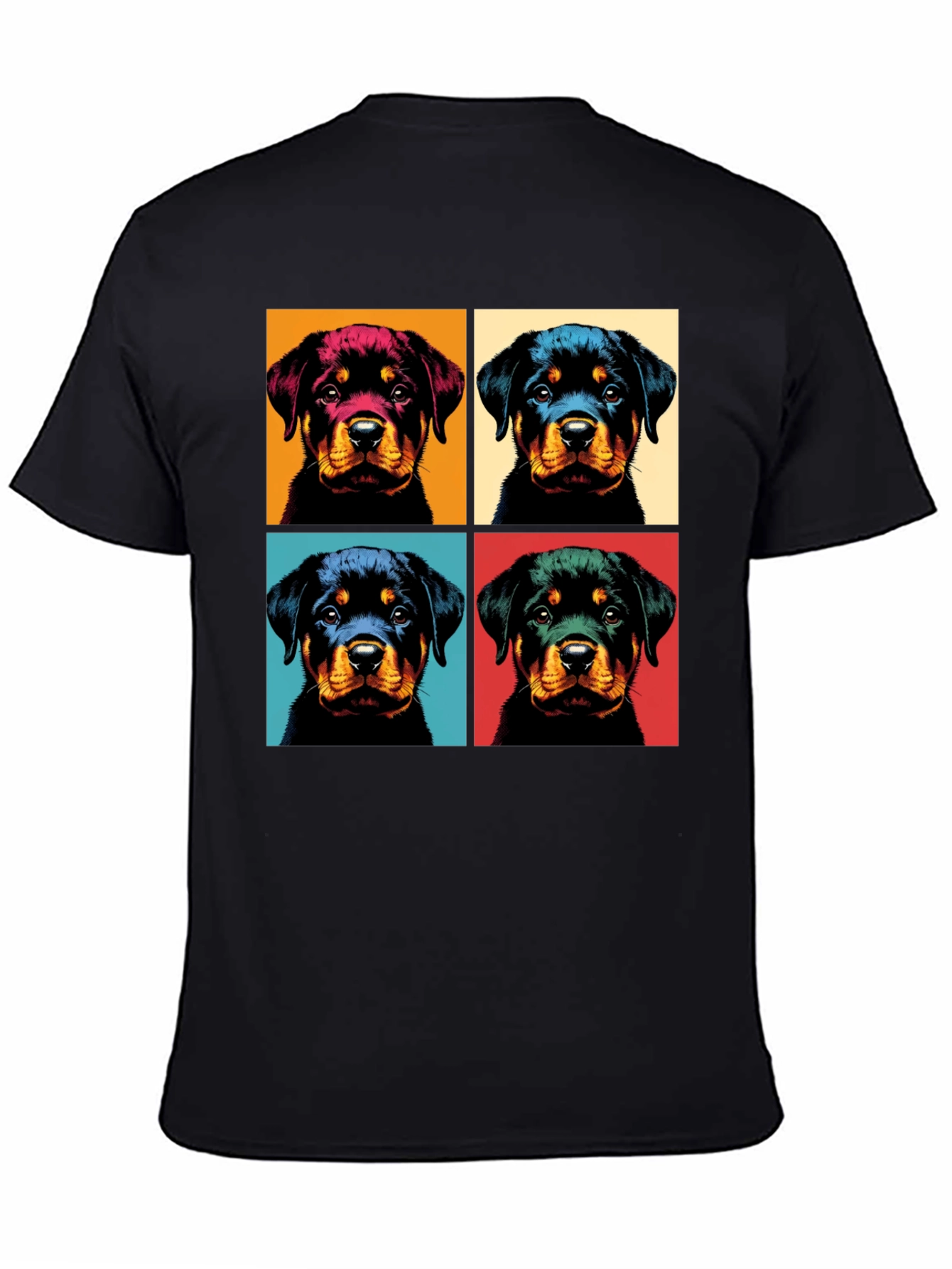 Rottweiler Pop Art Black T-Shirt
