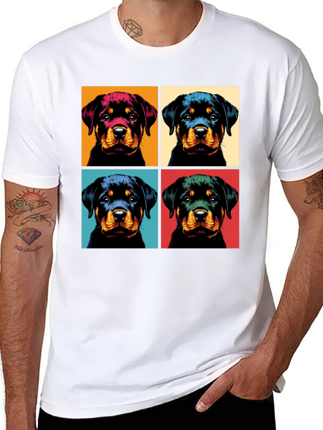 Rottweiler Pop Art Black T-Shirt