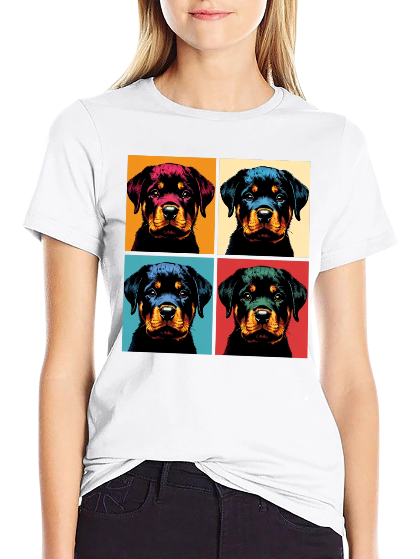 Rottweiler Pop Art Black T-Shirt