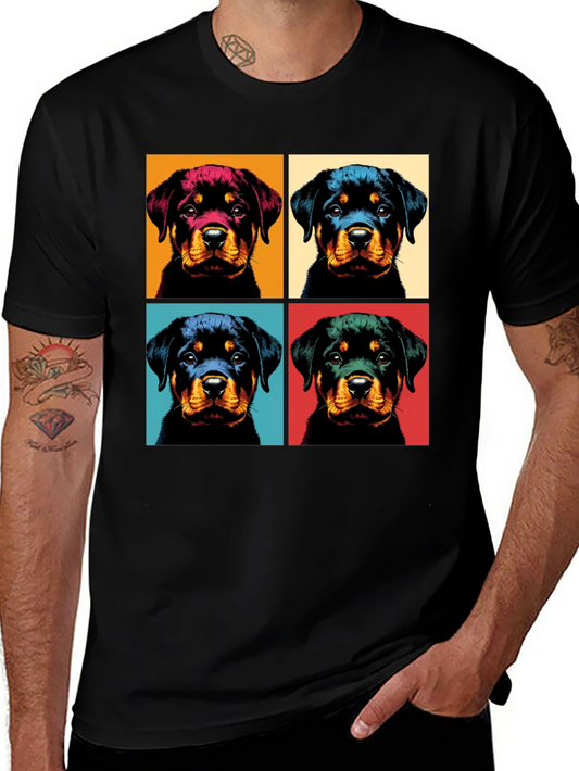 Rottweiler Pop Art Black T-Shirt