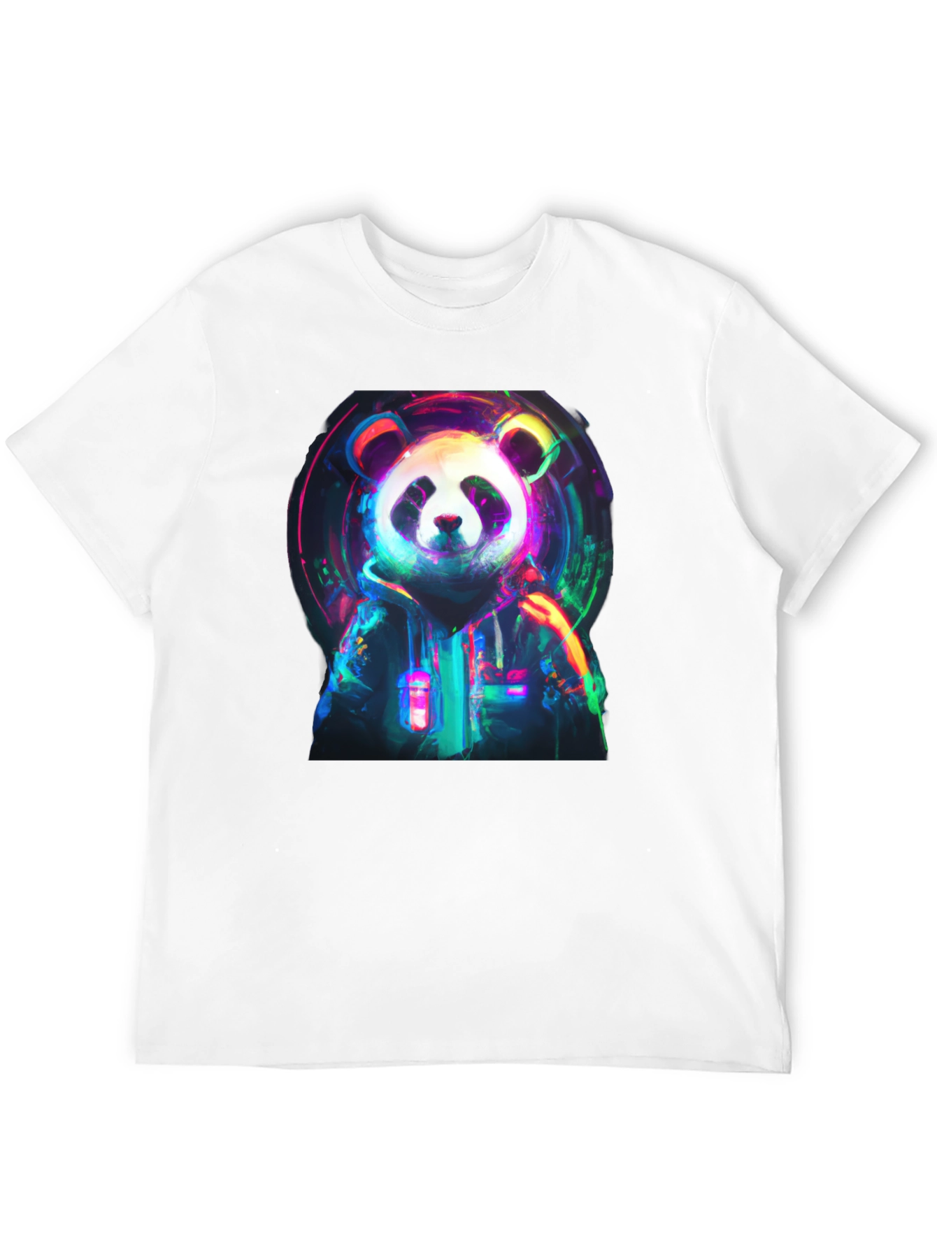 Neon Panda Graphic Black T-Shirt