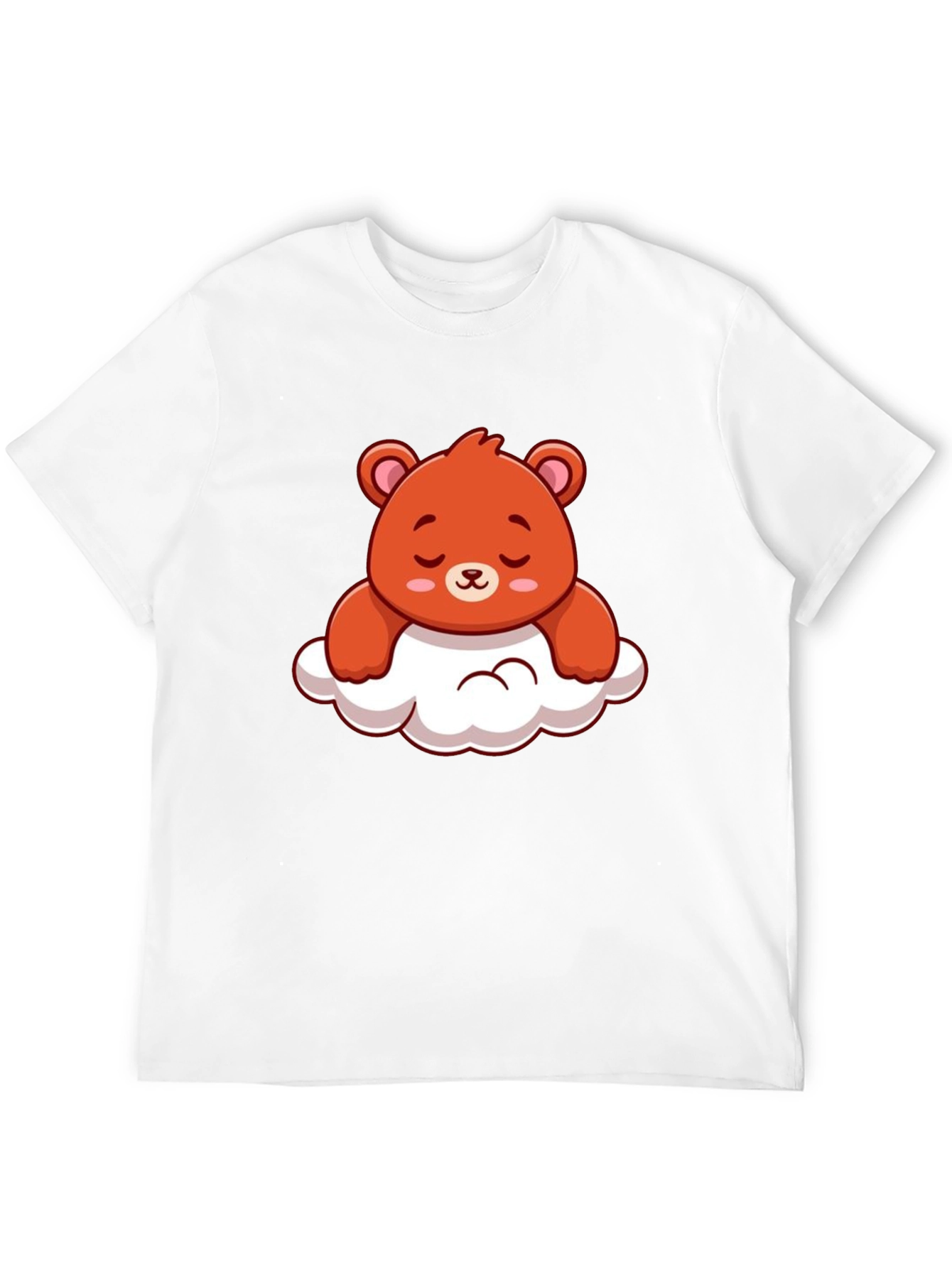 Cute Bear on Cloud Graphic Black T-Shirt
