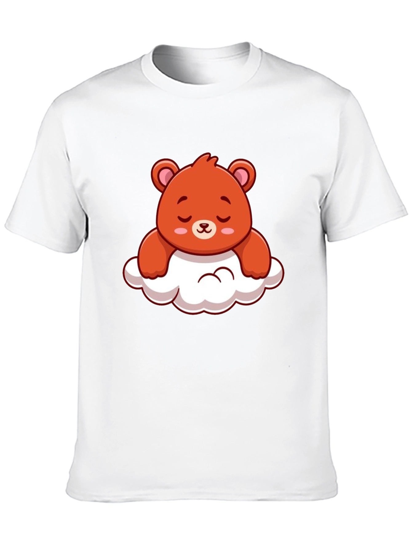 Cute Bear on Cloud Graphic Black T-Shirt