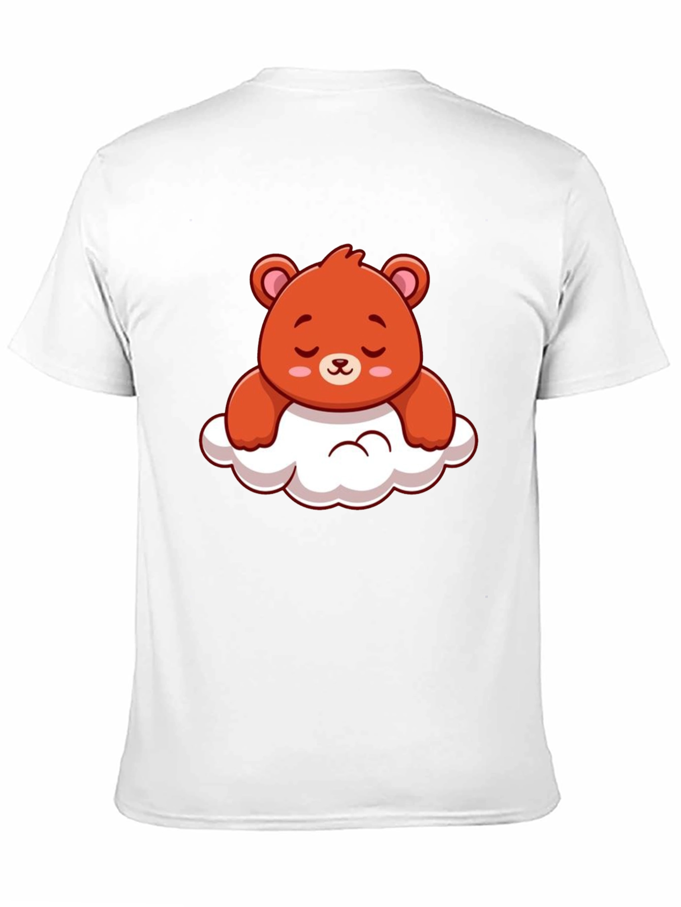 Cute Bear on Cloud Graphic Black T-Shirt