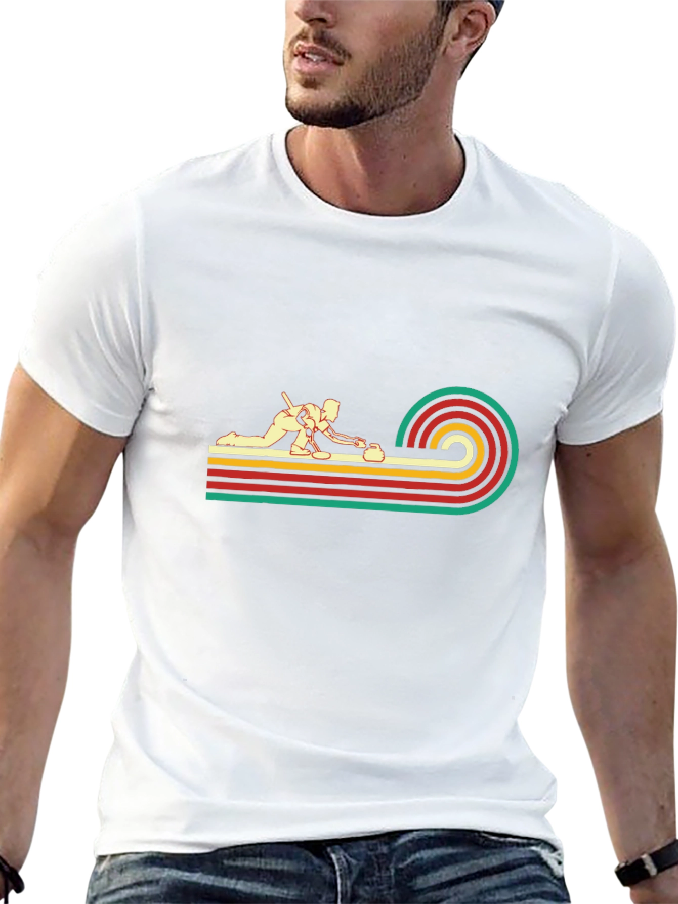Retro Curling Graphic Tee - Black