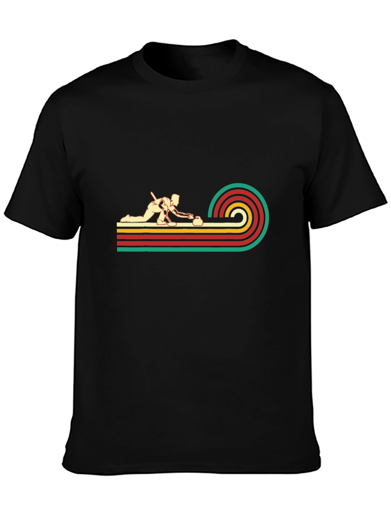 Retro Curling Graphic Tee - Black