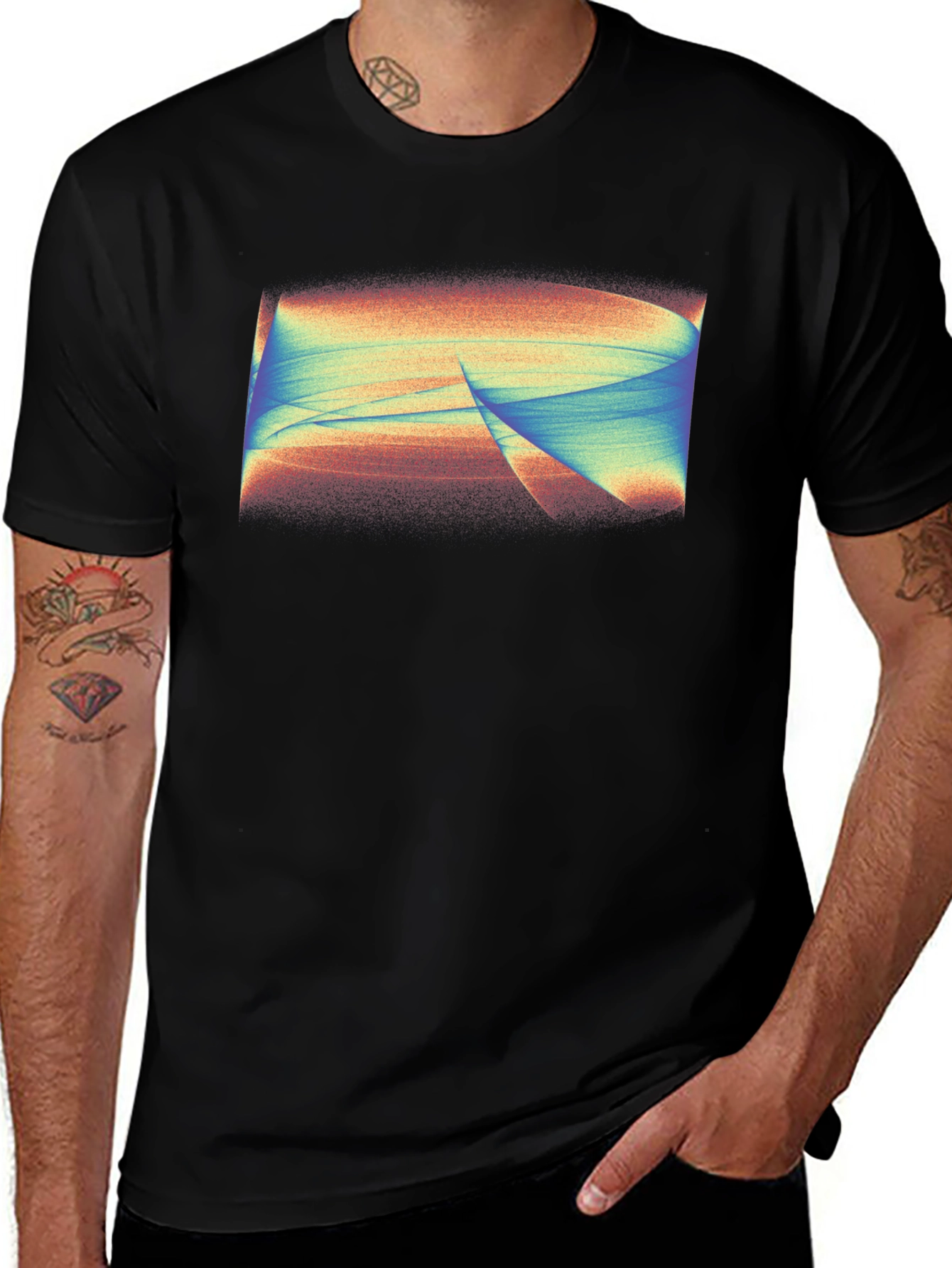 Abstract Swirl Graphic Tee - Mens Black T-Shirt