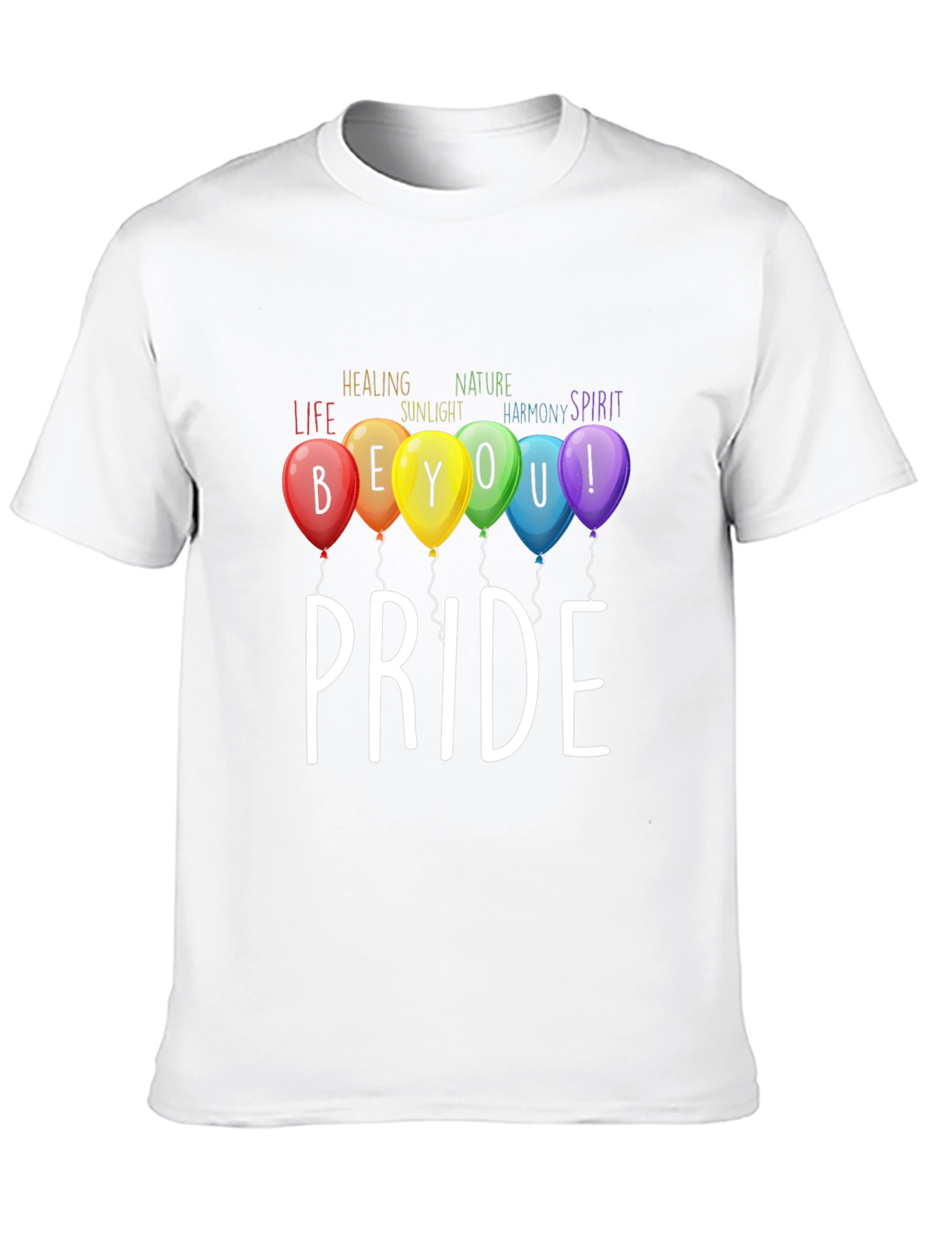 Pride T-Shirt: Be You! Rainbow Balloons Graphic Tee