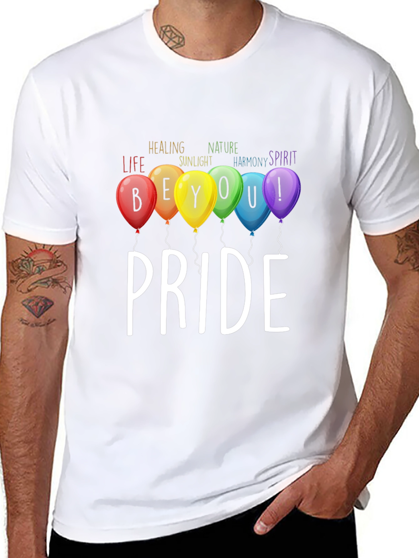 Pride T-Shirt: Be You! Rainbow Balloons Graphic Tee