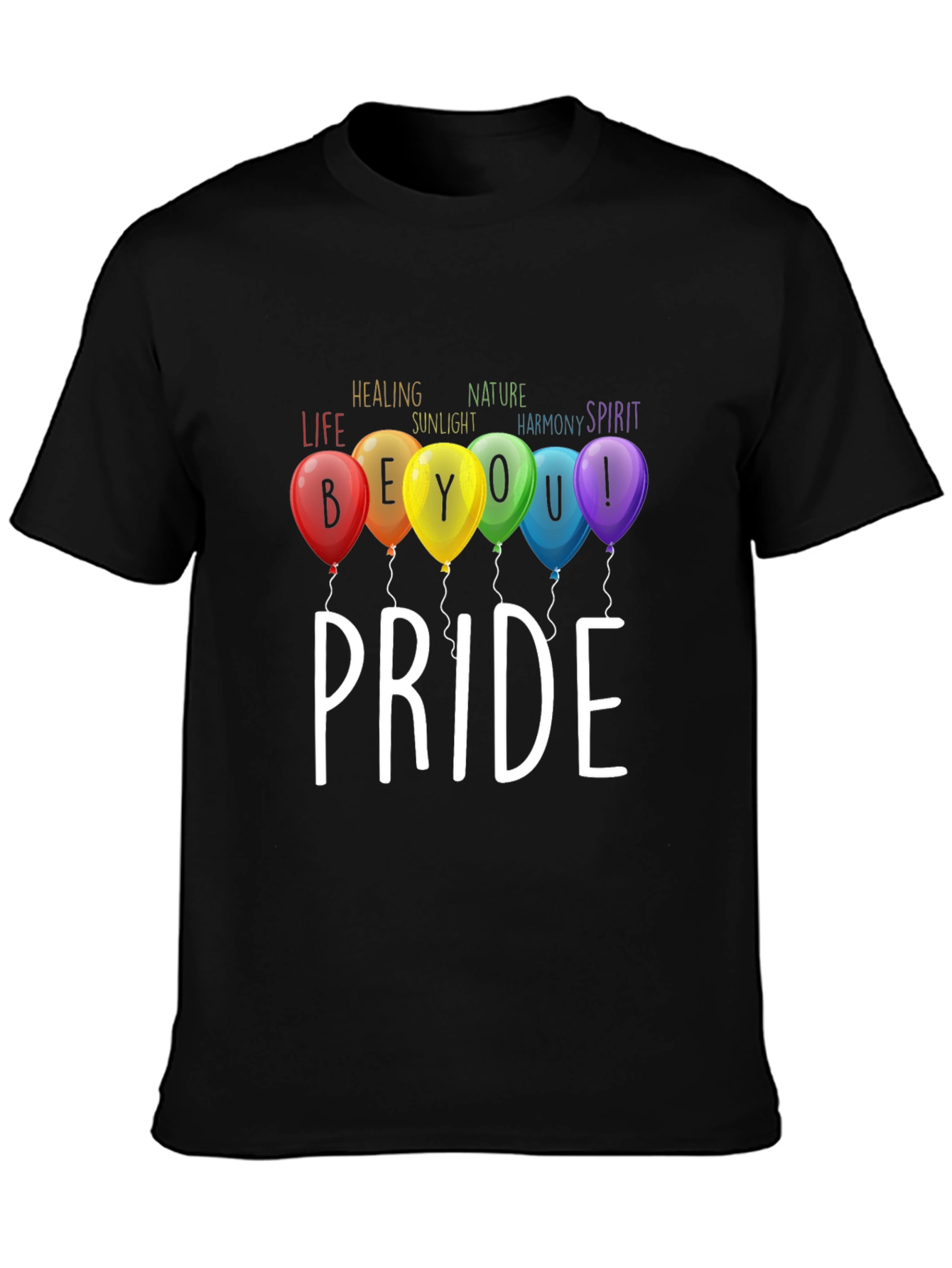 Pride T-Shirt: Be You! Rainbow Balloons Graphic Tee
