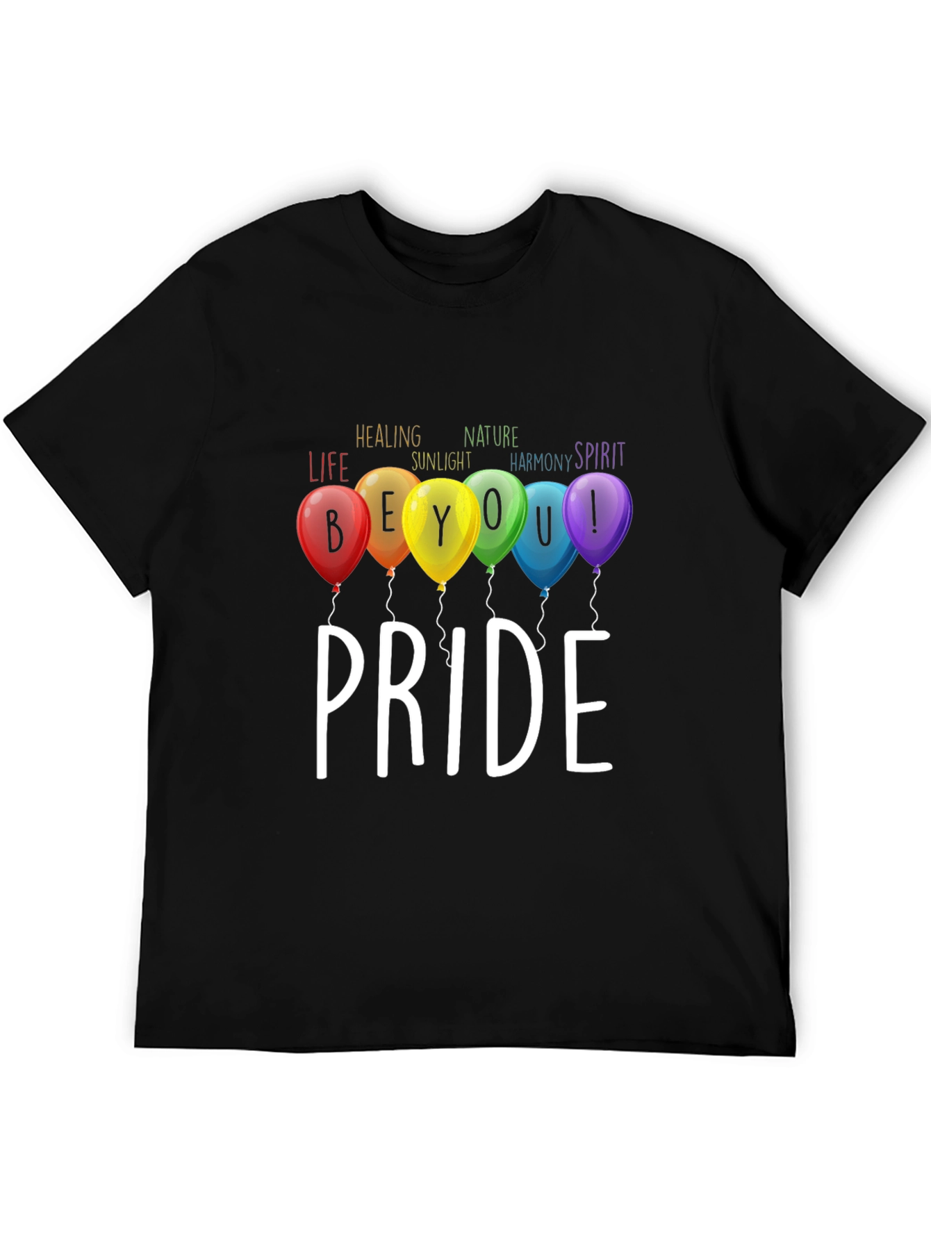 Pride T-Shirt: Be You! Rainbow Balloons Graphic Tee