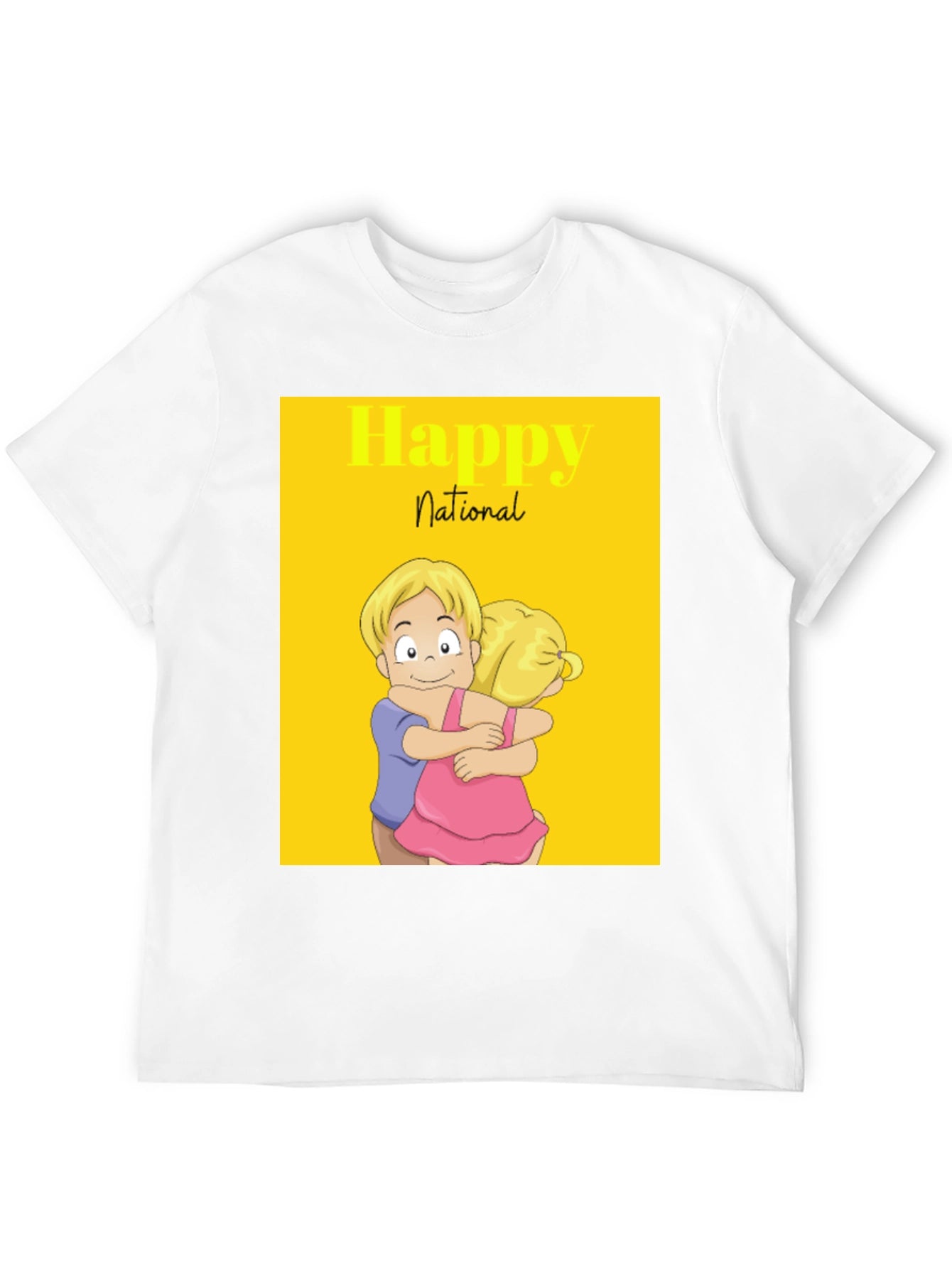 Happy National Day Cartoon Couple Black Tee