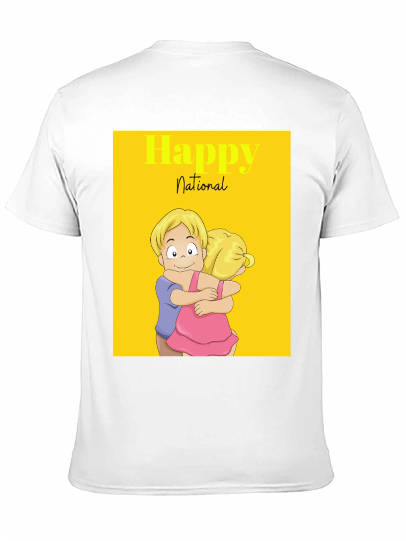 Happy National Day Cartoon Couple Black Tee