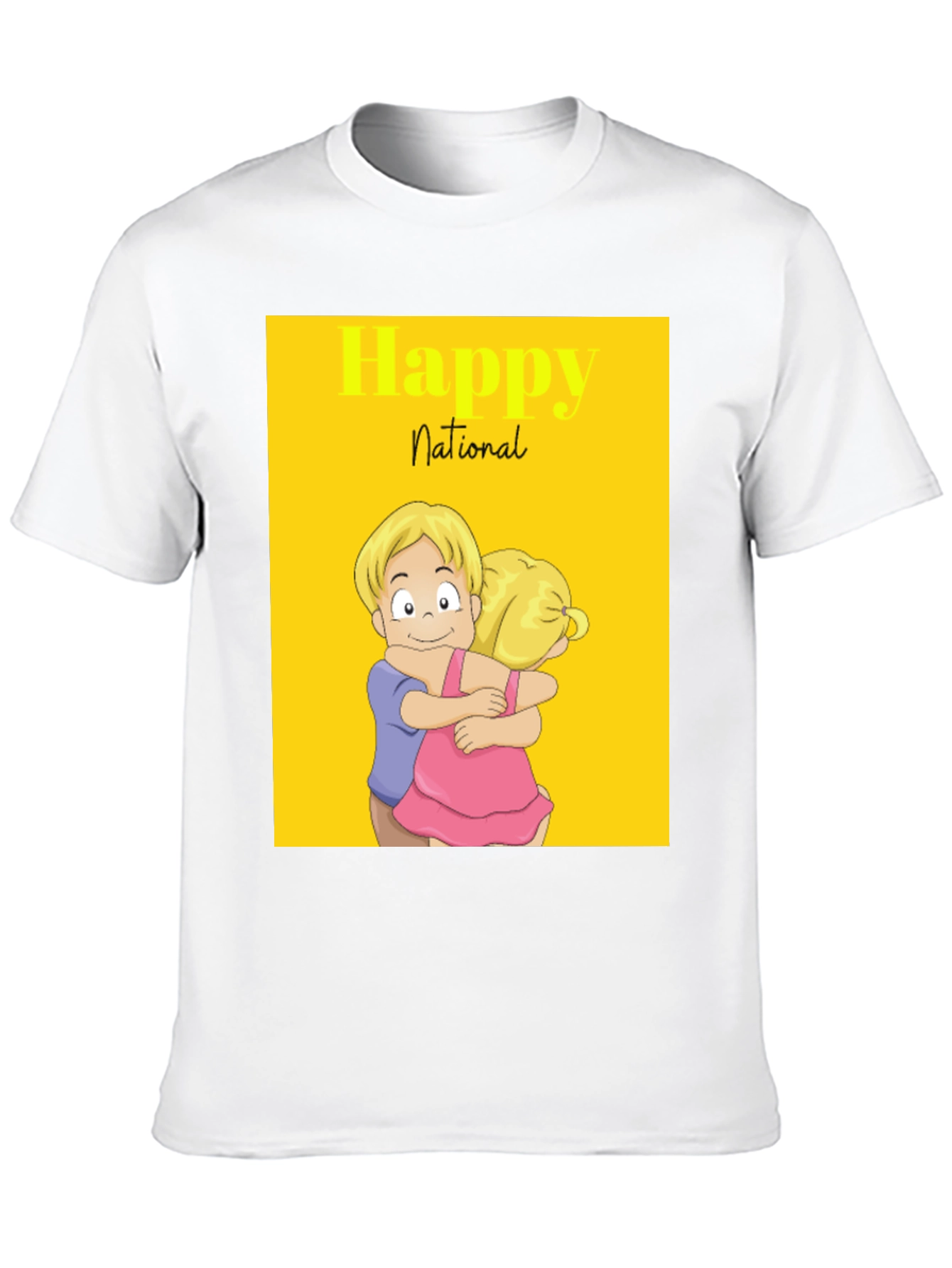 Happy National Day Cartoon Couple Black Tee