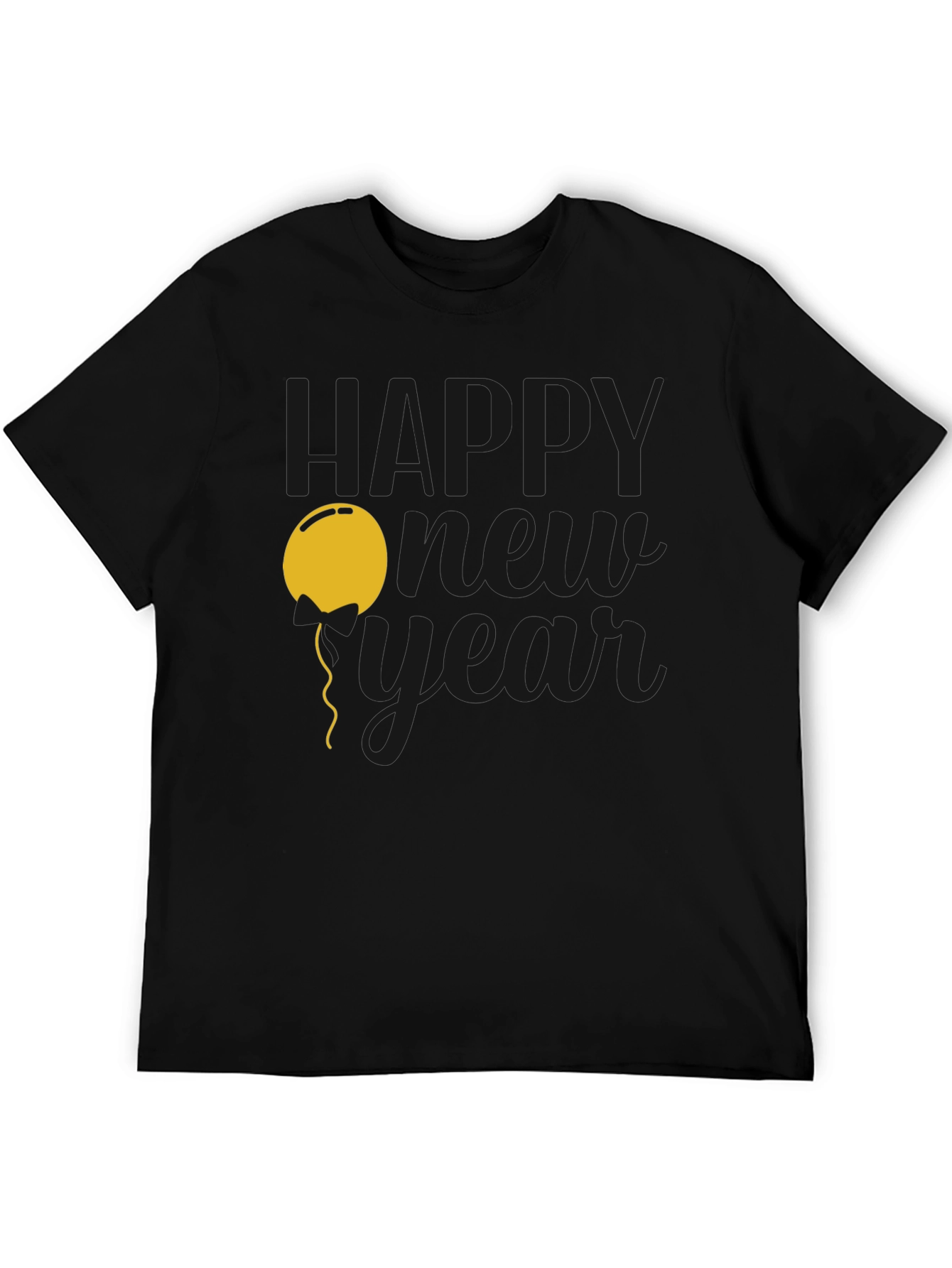 Happy New Year Graphic T-Shirt - Black